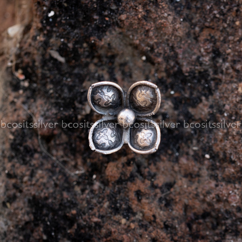 Silver oxidized - Bun Pin (Flower type)-5314