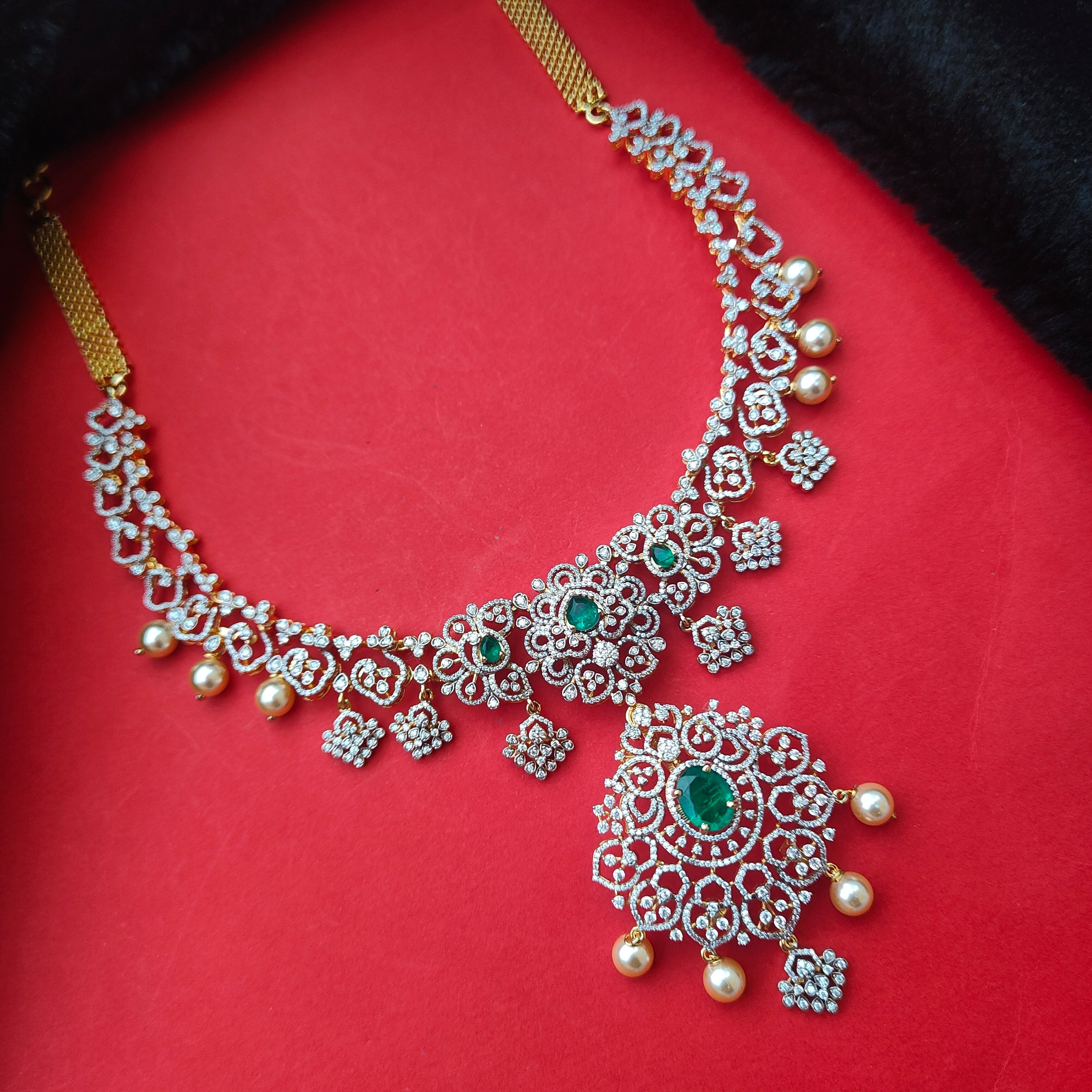 Diamond look Necklace and harram - BCOS Its Silver