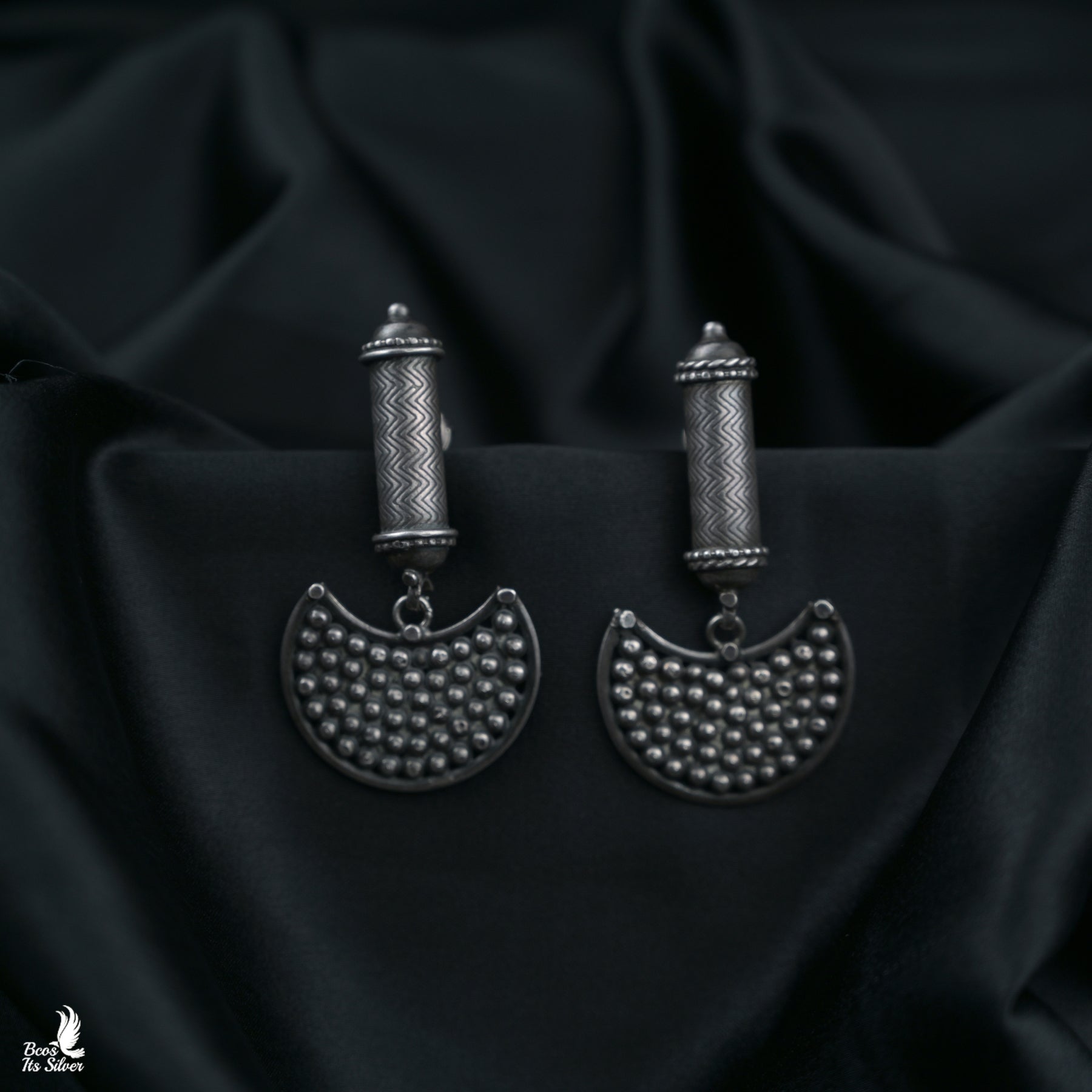 Pure 925 Silver Oxidized Earring - 3126