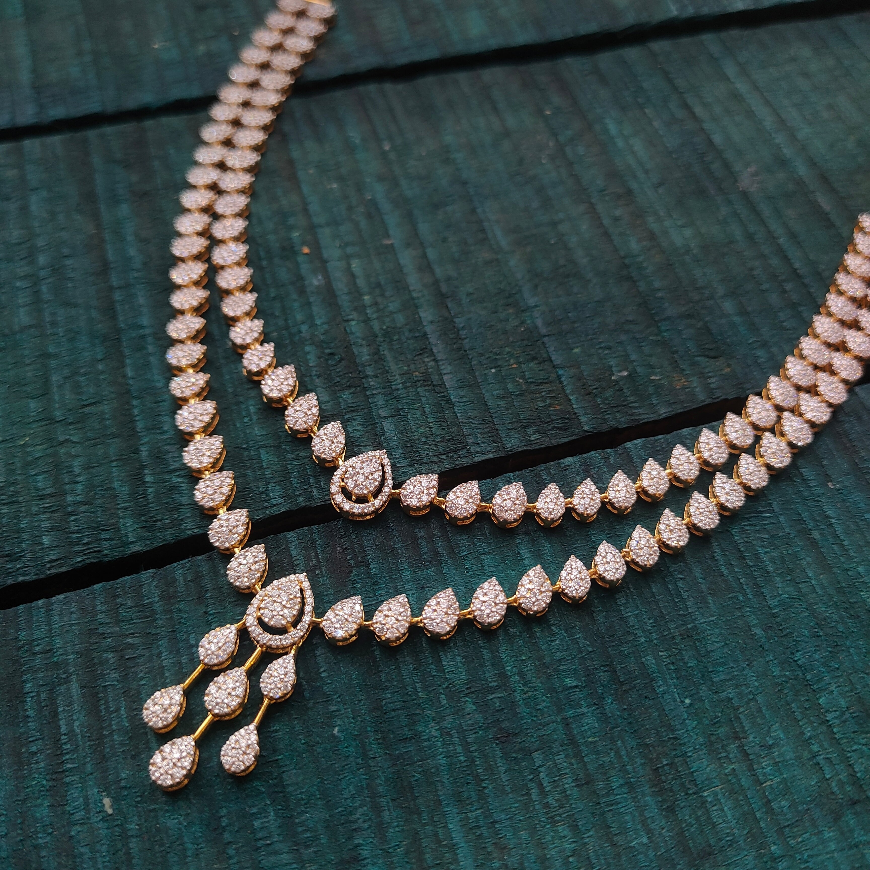2 layer Theia Necklace with earring - 0075 - BCOS Its Silver