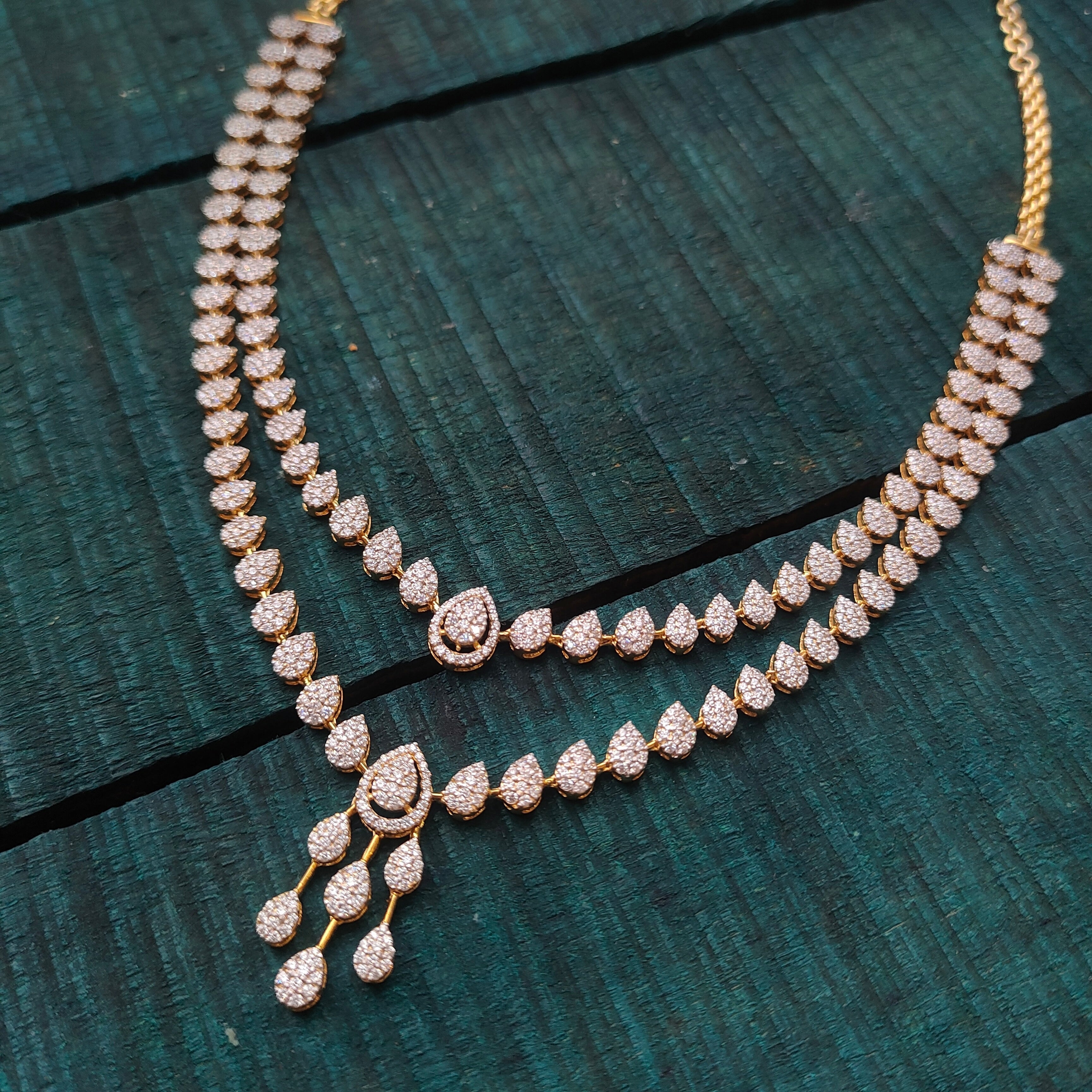 2 layer Theia Necklace with earring - 0075 - BCOS Its Silver