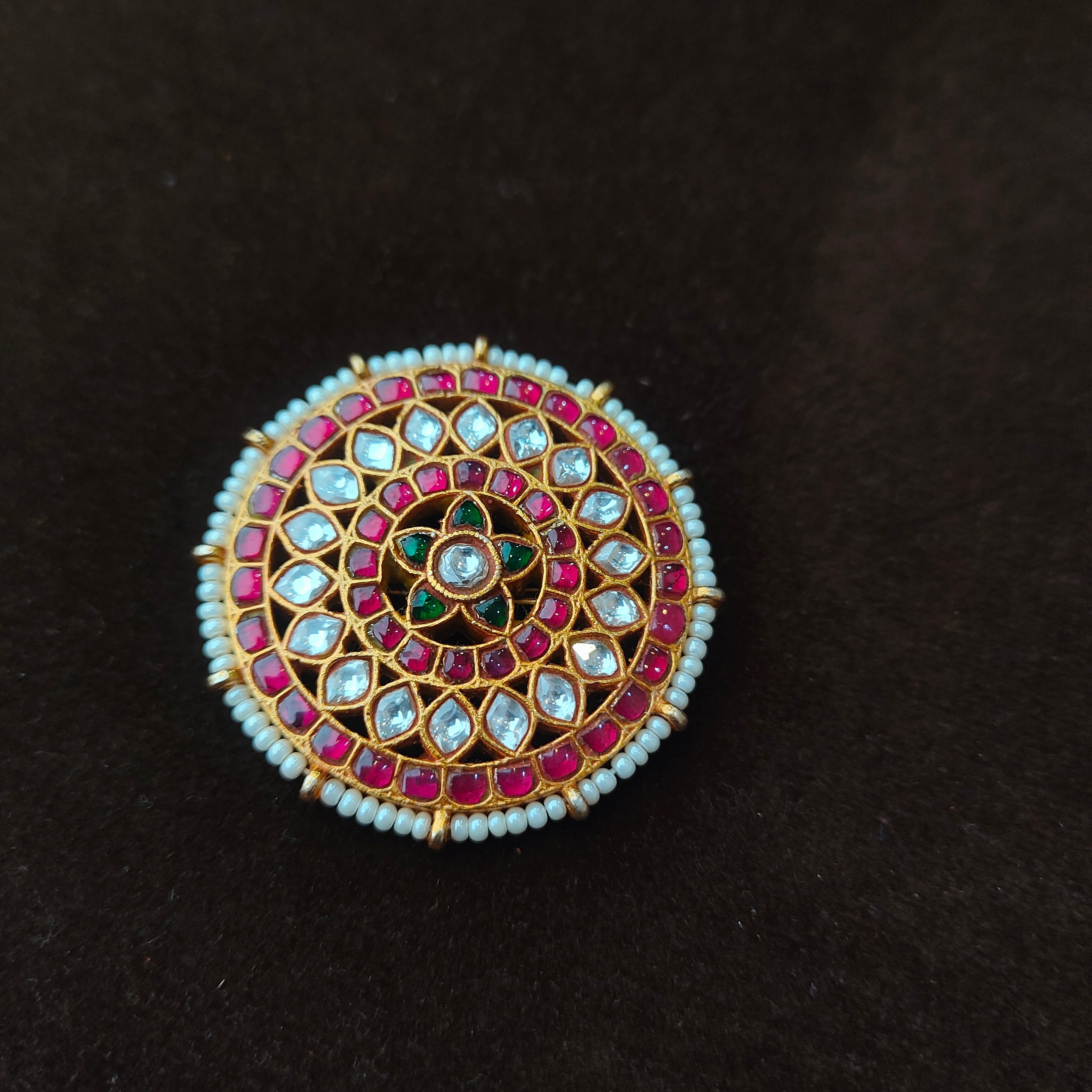 92.5 Silver Kundan Surya Hair Mop-0050