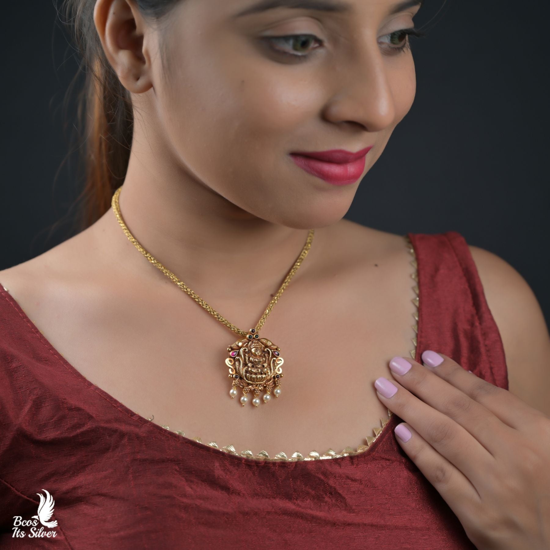 92.5 Silver Nakshi Pendant- 8439