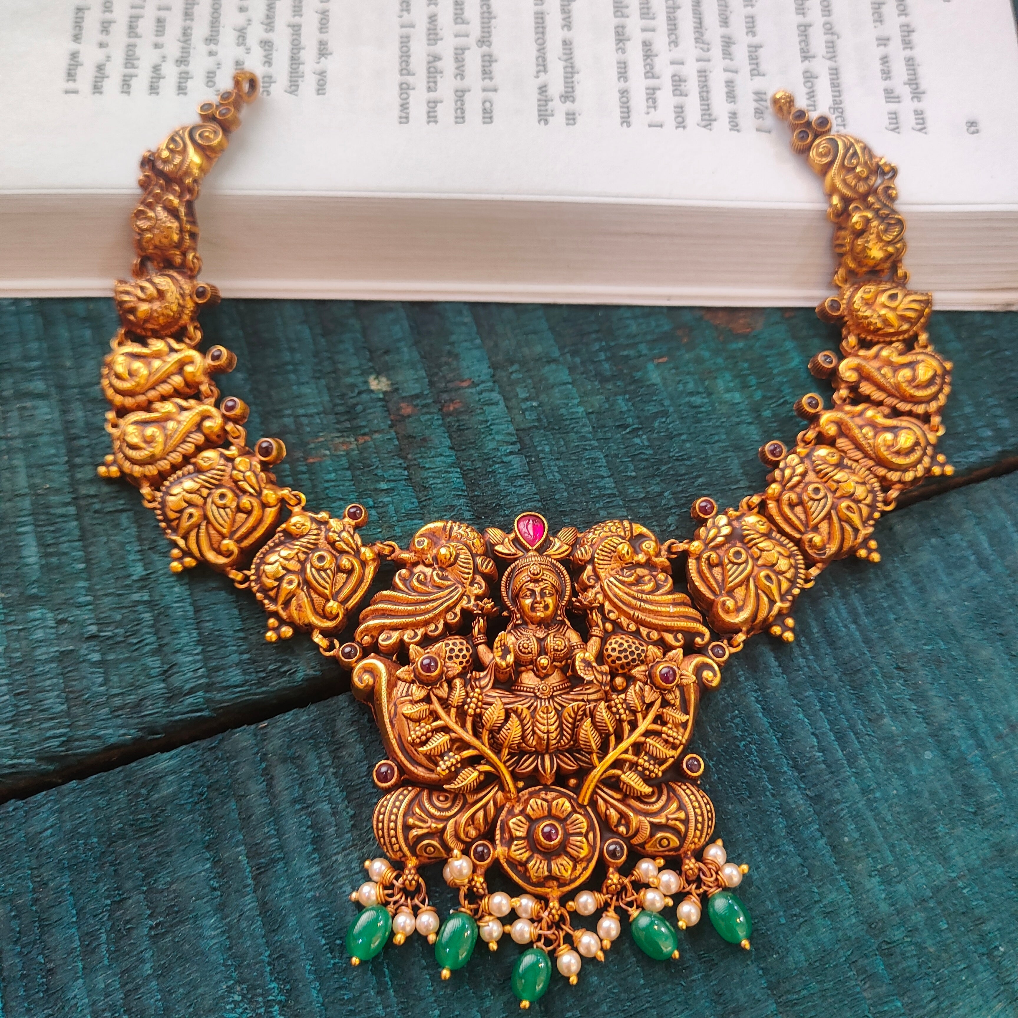 925 Silver Antique Lakshmi Necklace - 0561 - BCOS Its Silver