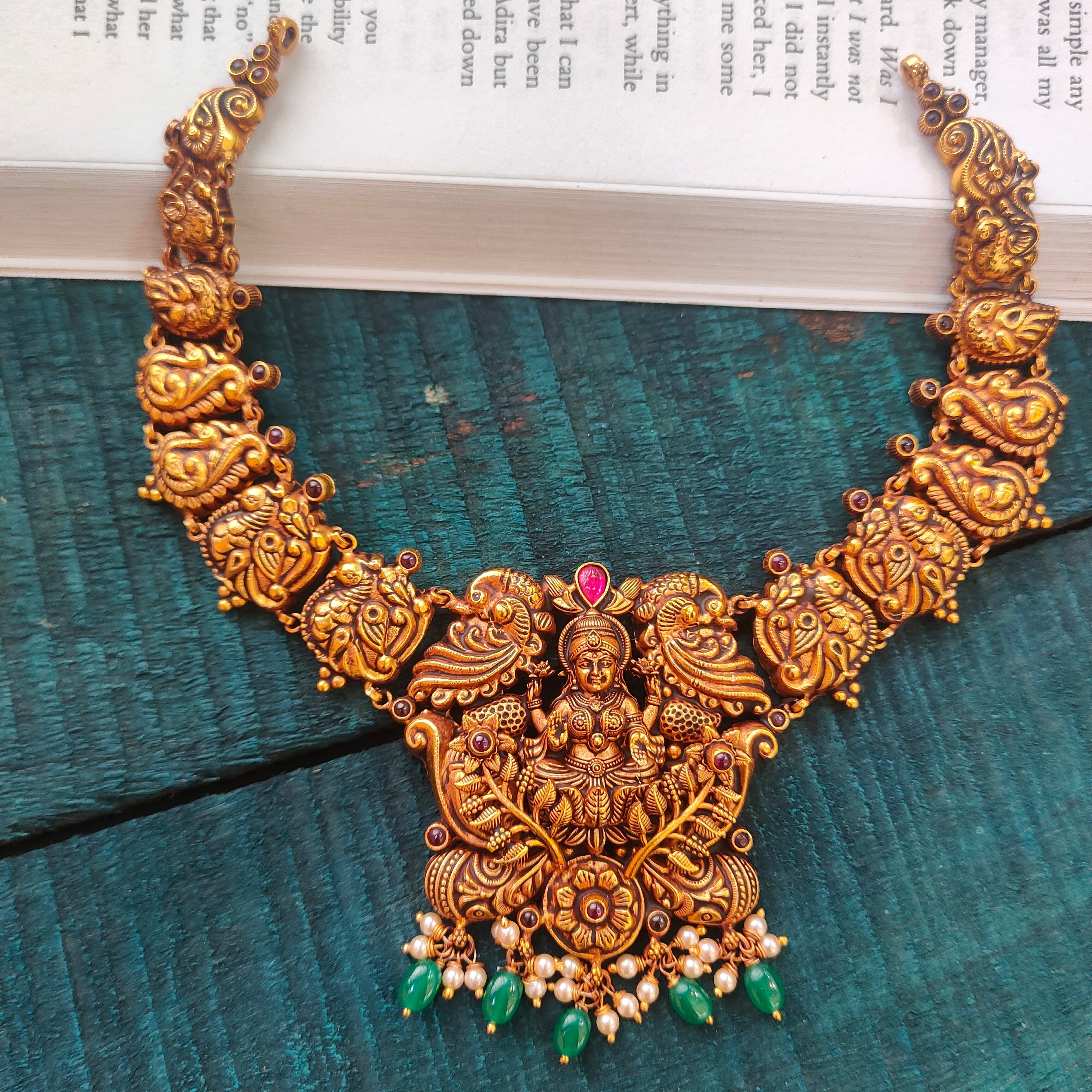 925 Silver Antique Lakshmi Necklace - 0561 - BCOS Its Silver