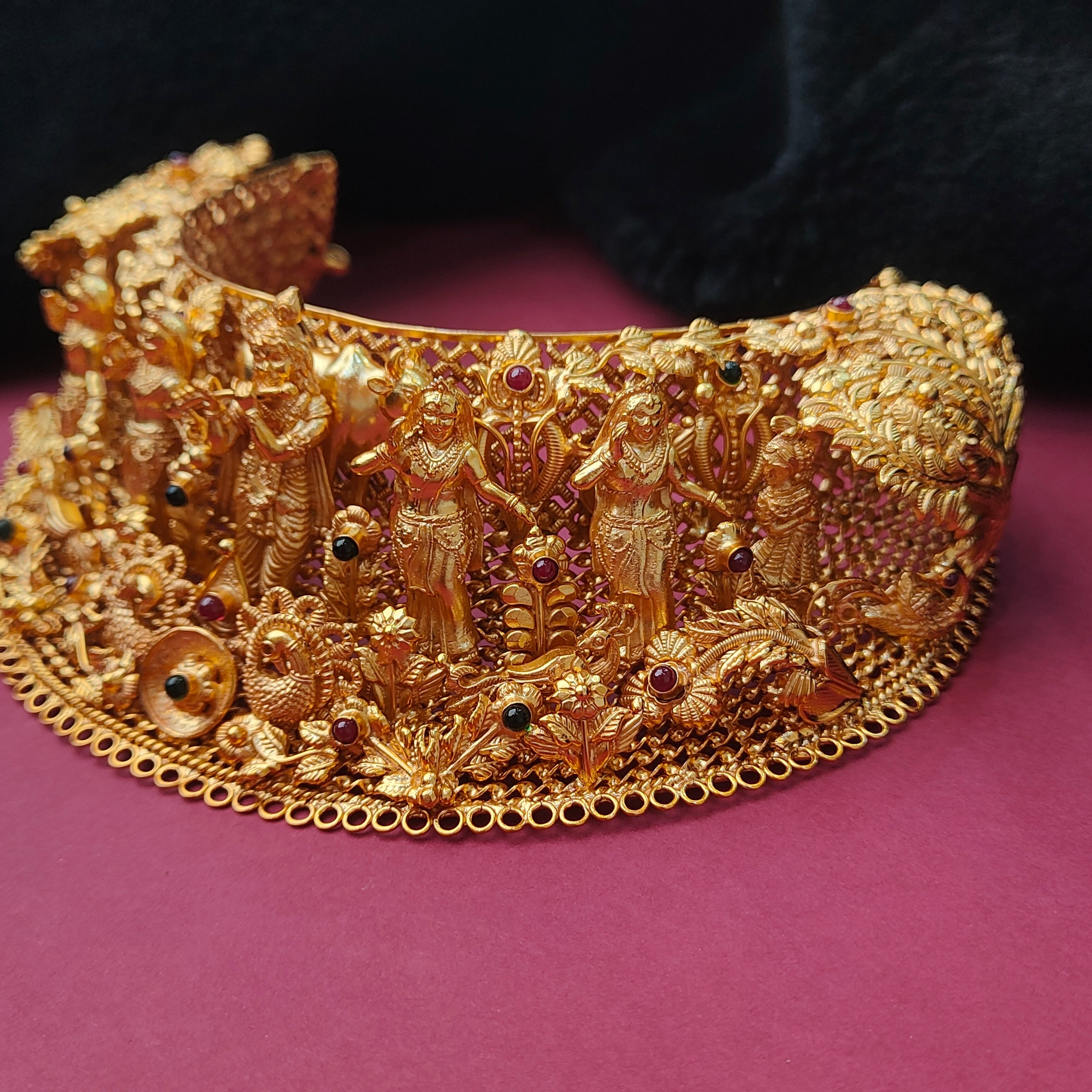 925 Silver Gold Plated Brundavan Choker - 0191 - BCOS Its Silver