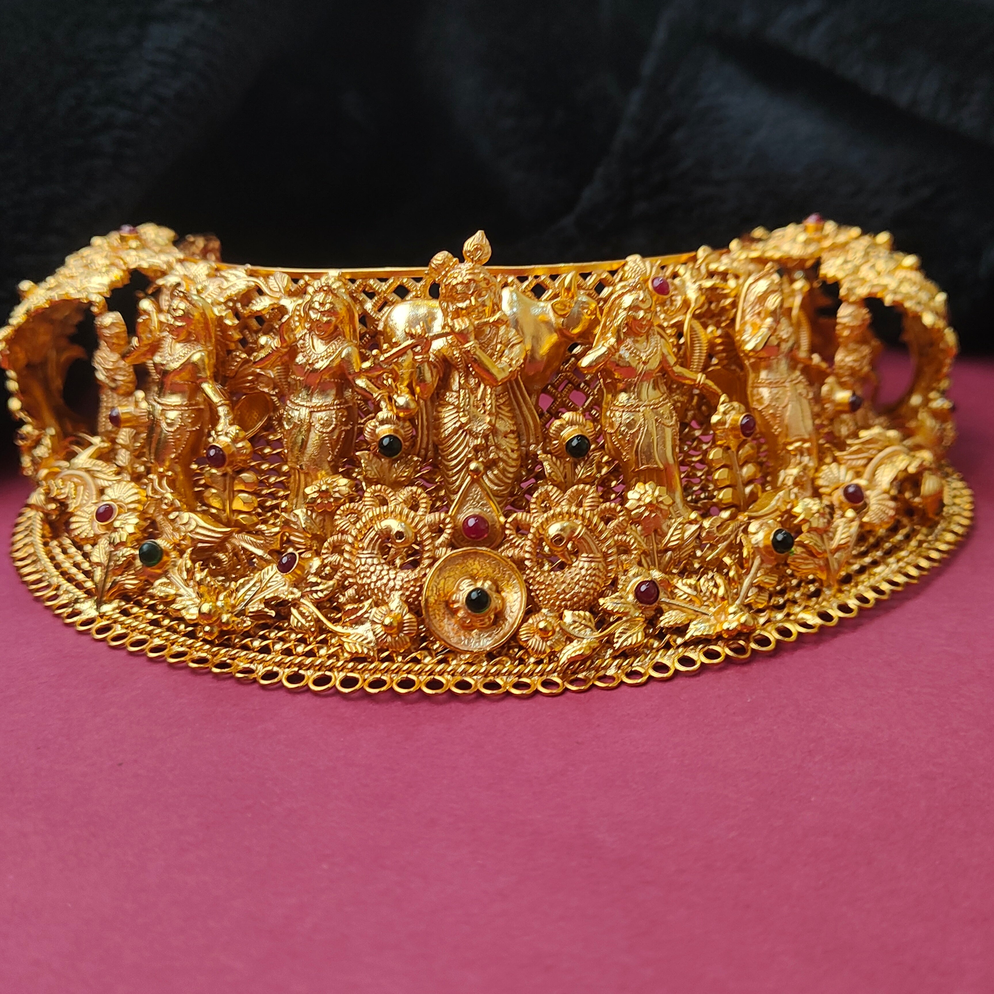 925 Silver Gold Plated Brundavan Choker - 0191 - BCOS Its Silver