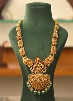 925 Silver Gold Plated Nakshi Haram - 0210 - BCOS Its Silver