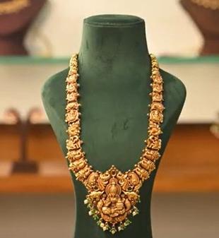 925 Silver Gold Plated Nakshi Haram 925 Silver - 0209 - BCOS Its Silver