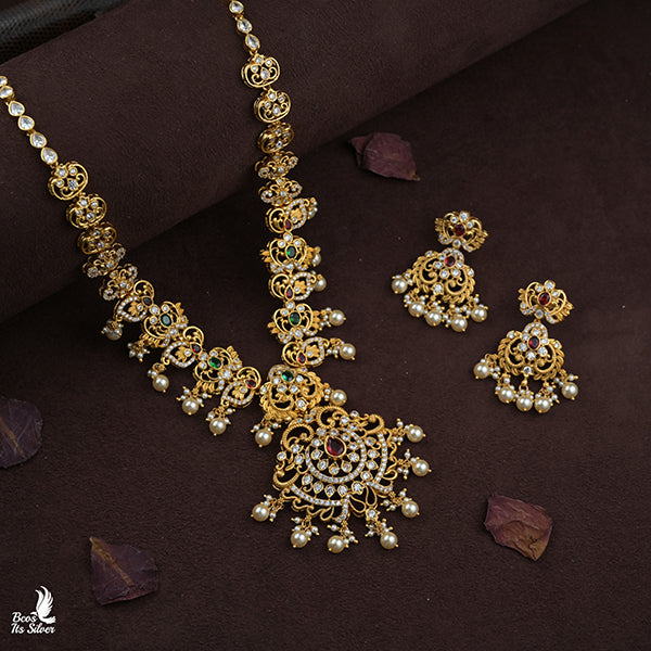 925 Gold Plated Necklace with Earring-0985