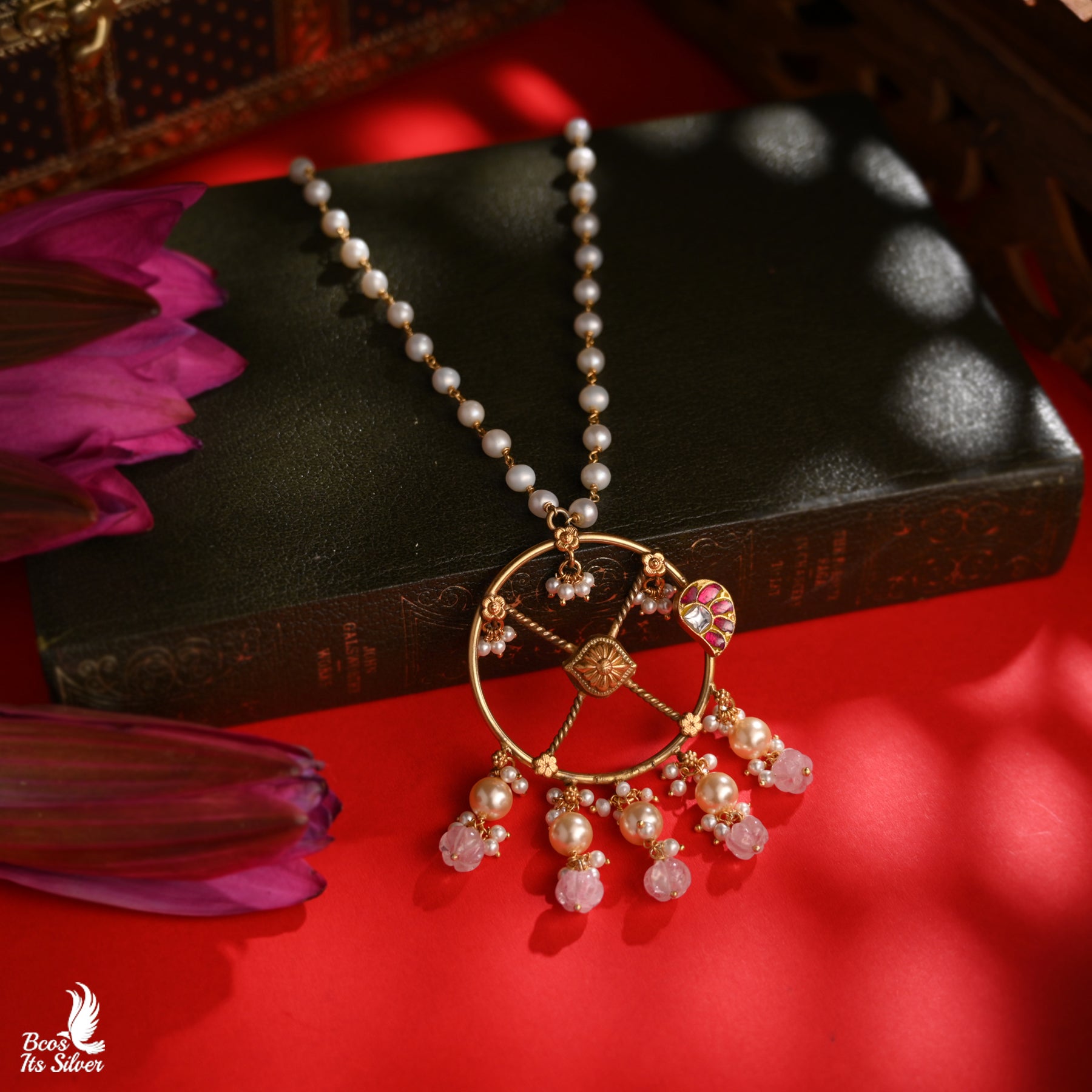 925 Silver Gold Plated Beads Pendant Haram- 4972
