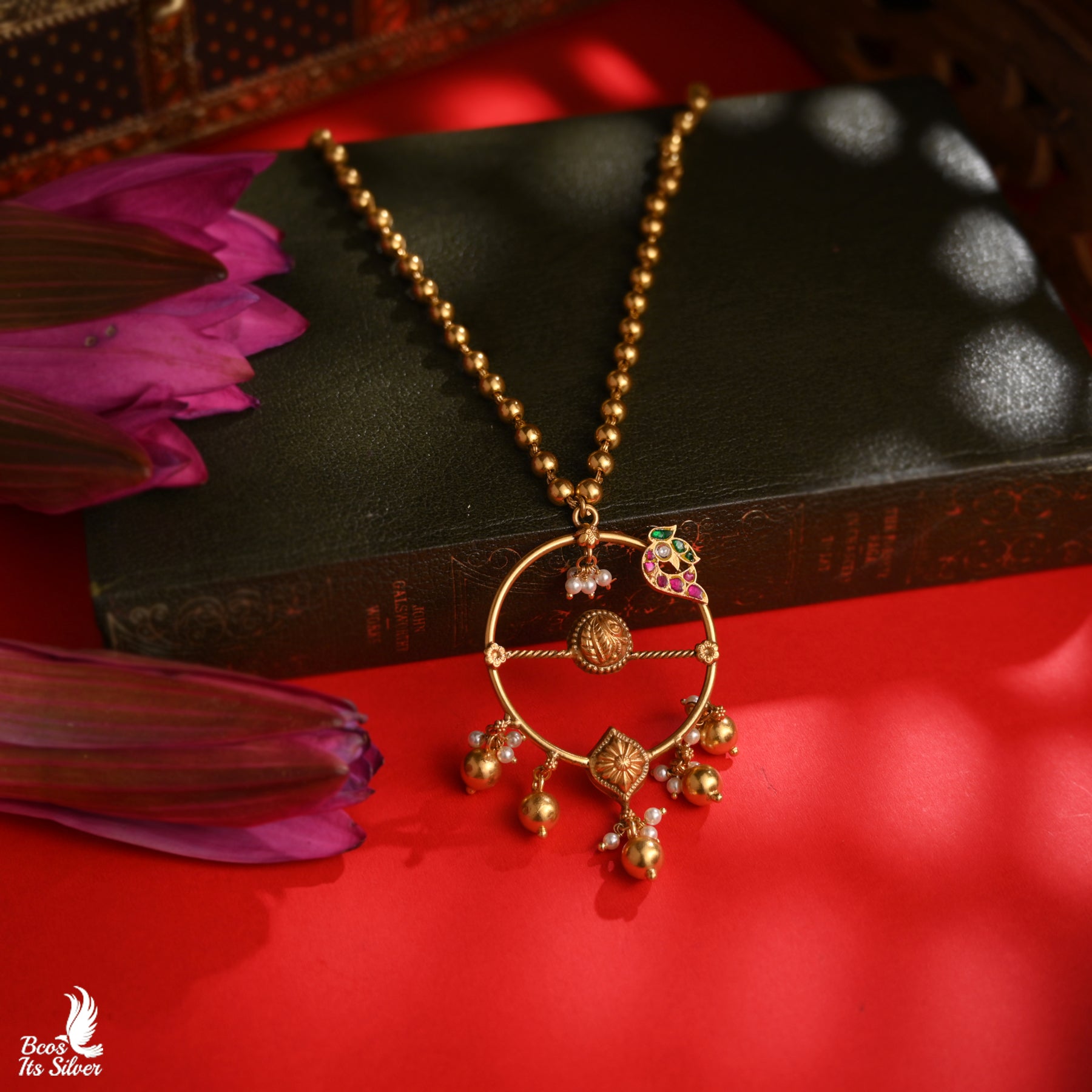925 Silver Gold Plated Beads pendant Haram - 4975