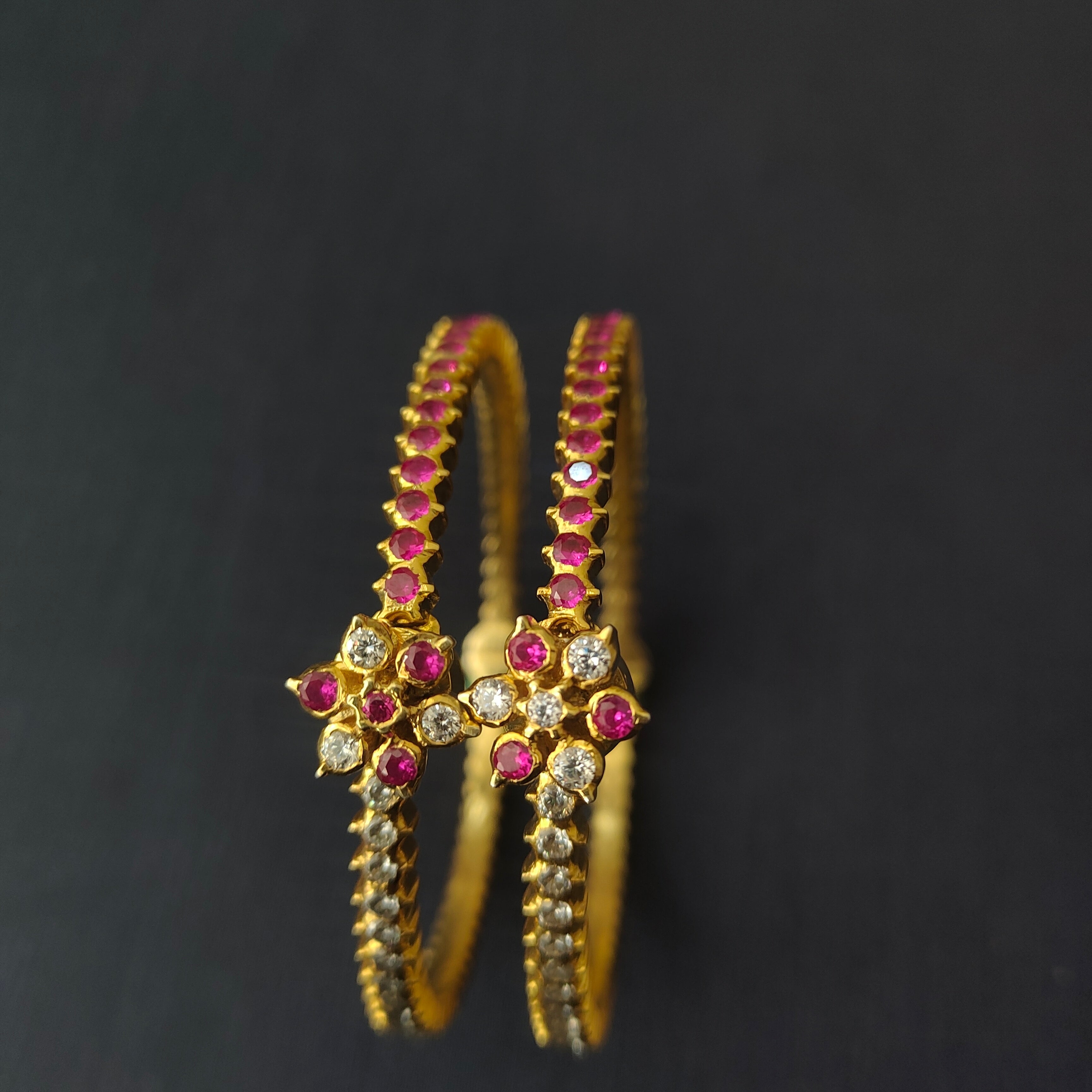 925 Silver Gold Plated Double Colour Bangle-1073