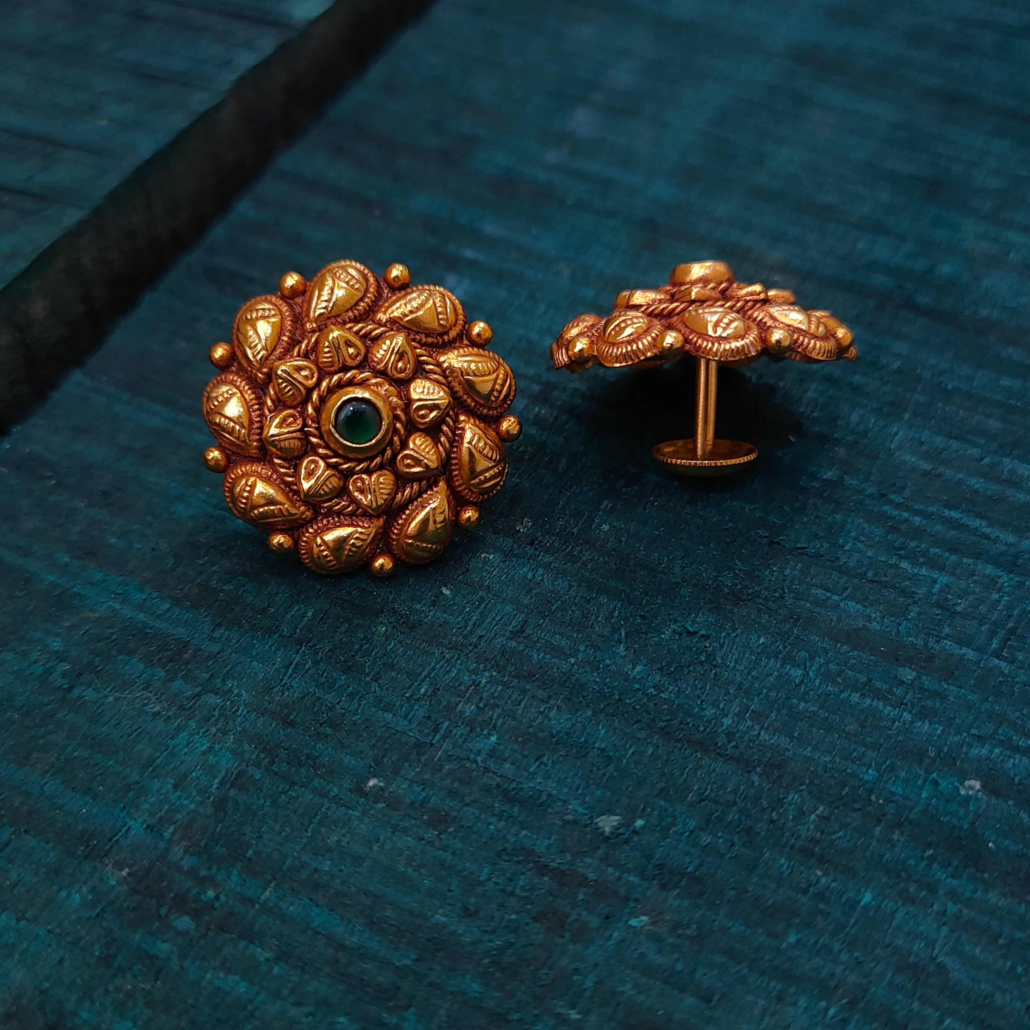 925 Silver Gold Plated Floral Earstud -1398