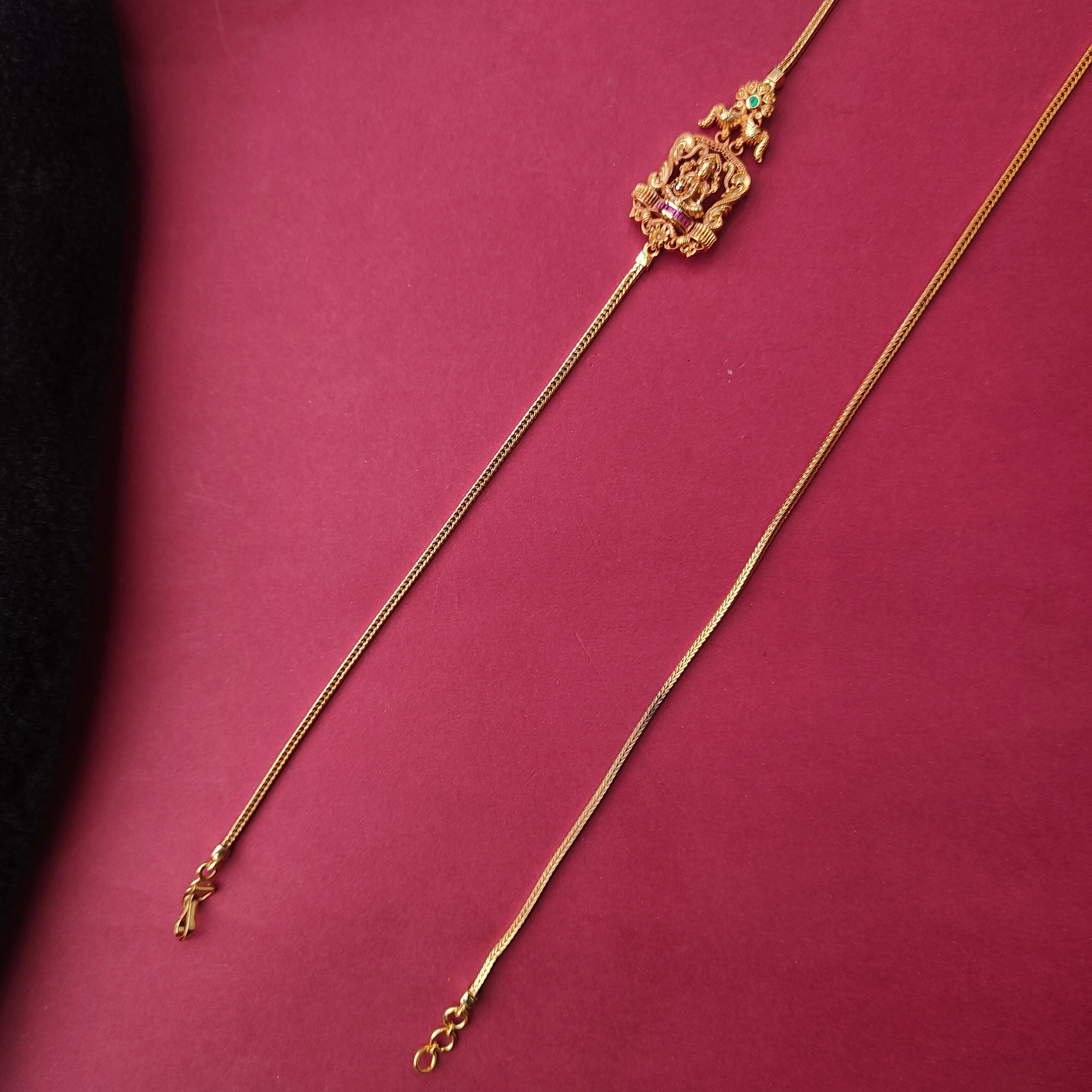 925 Silver Gold Plated Lakshmi Pendant Mugapu Chain-223