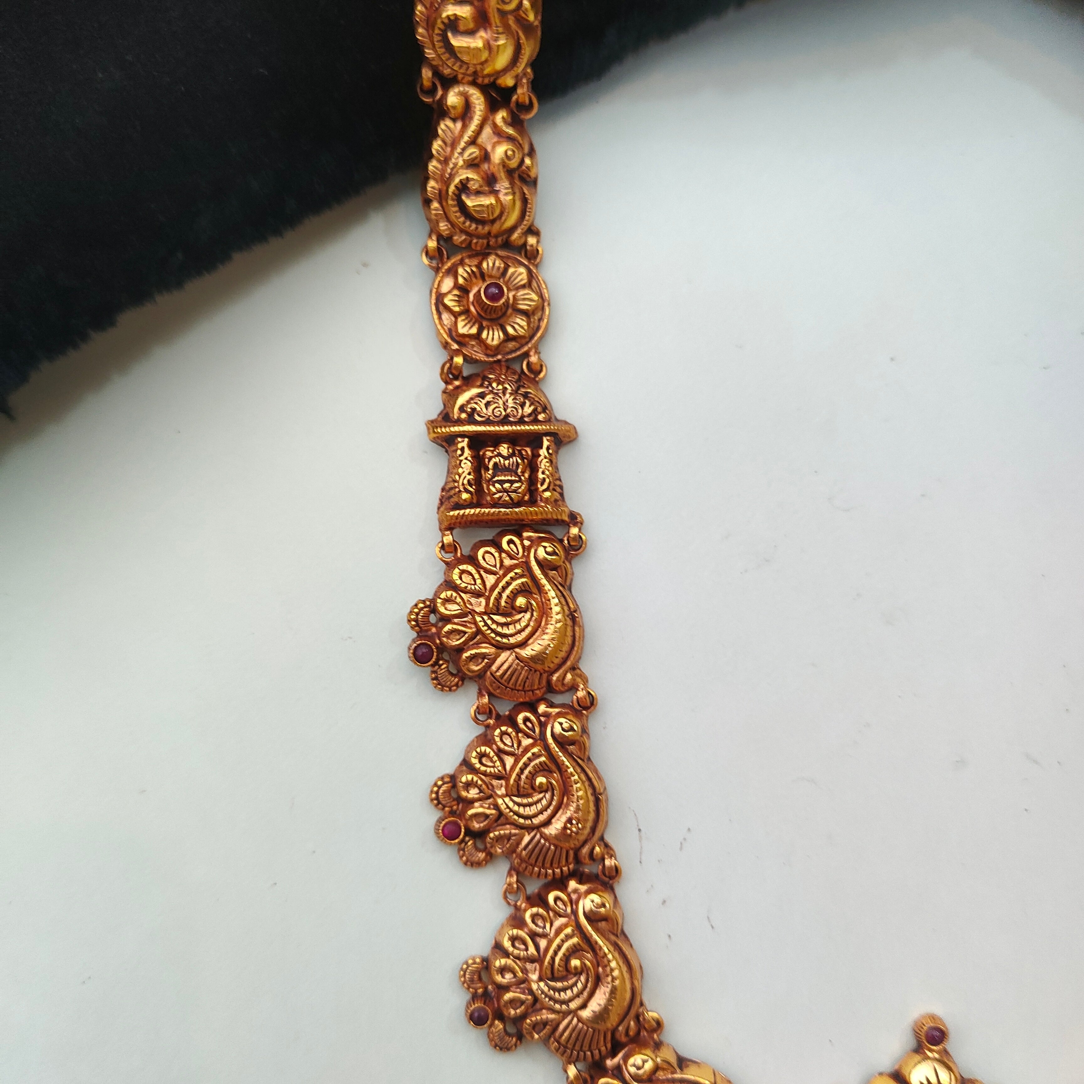 925 Silver Gold Plated Nakshi Haram-0097