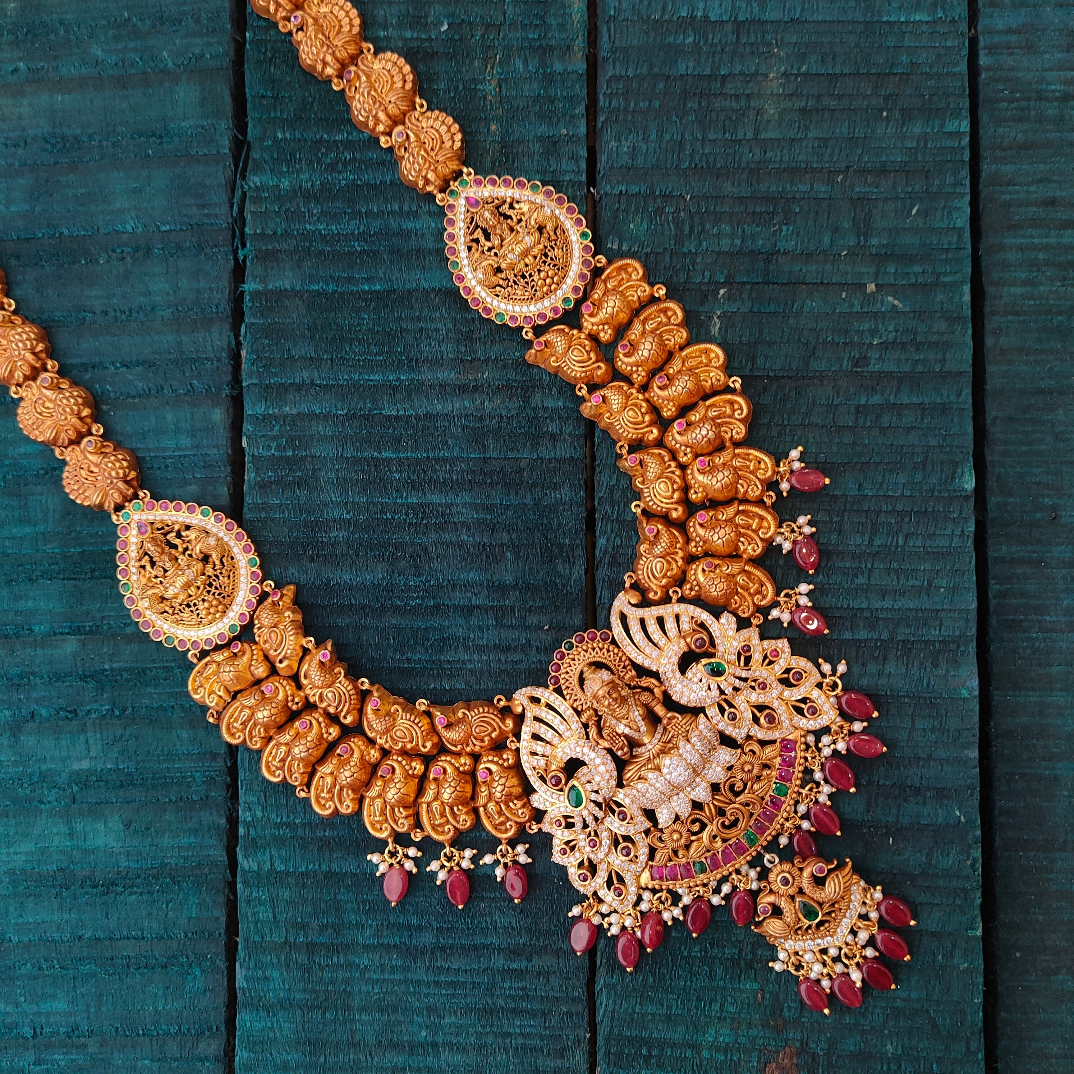 925 Silver Gold Plated Nakshi Haram-6766