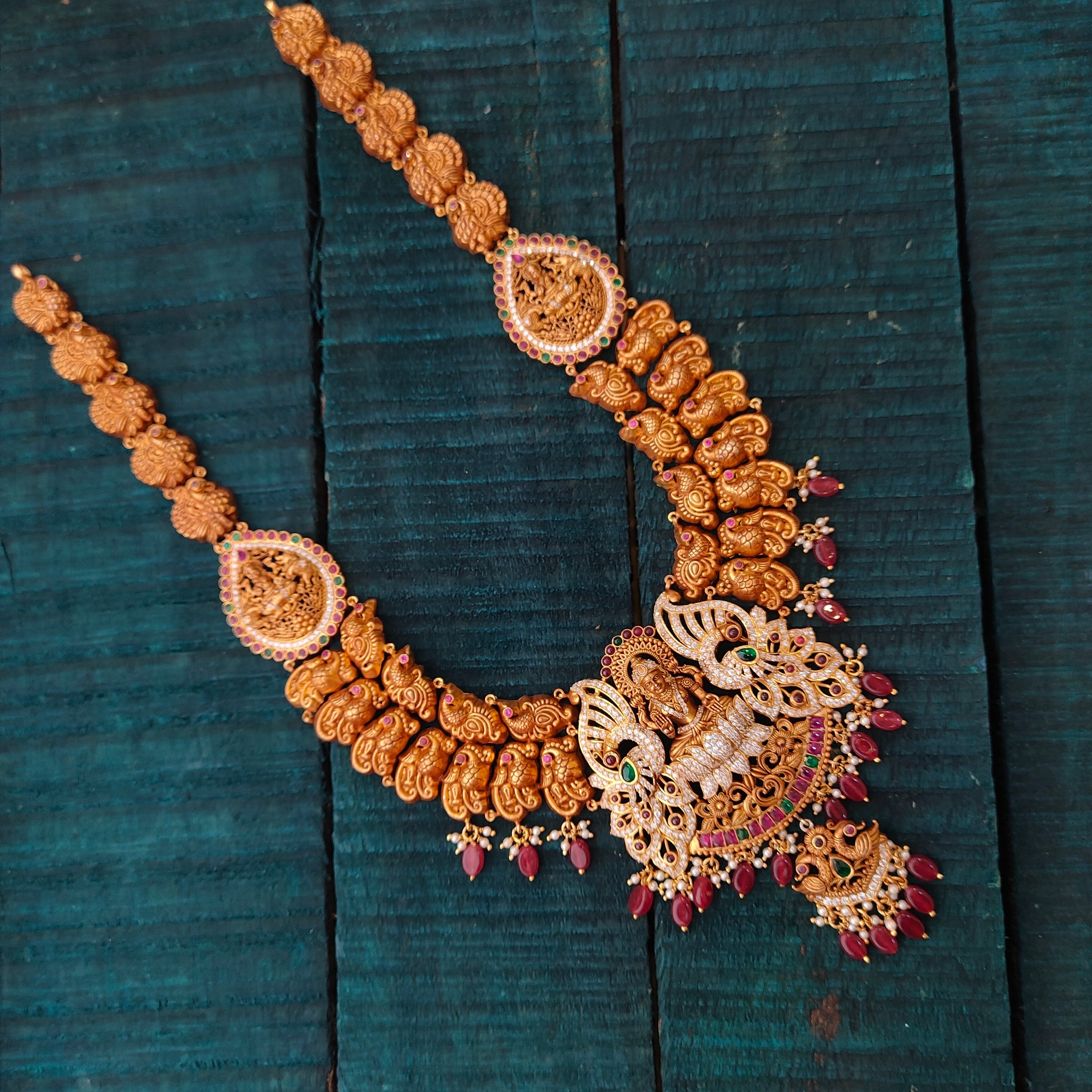 925 Silver Gold Plated Nakshi Haram-6766