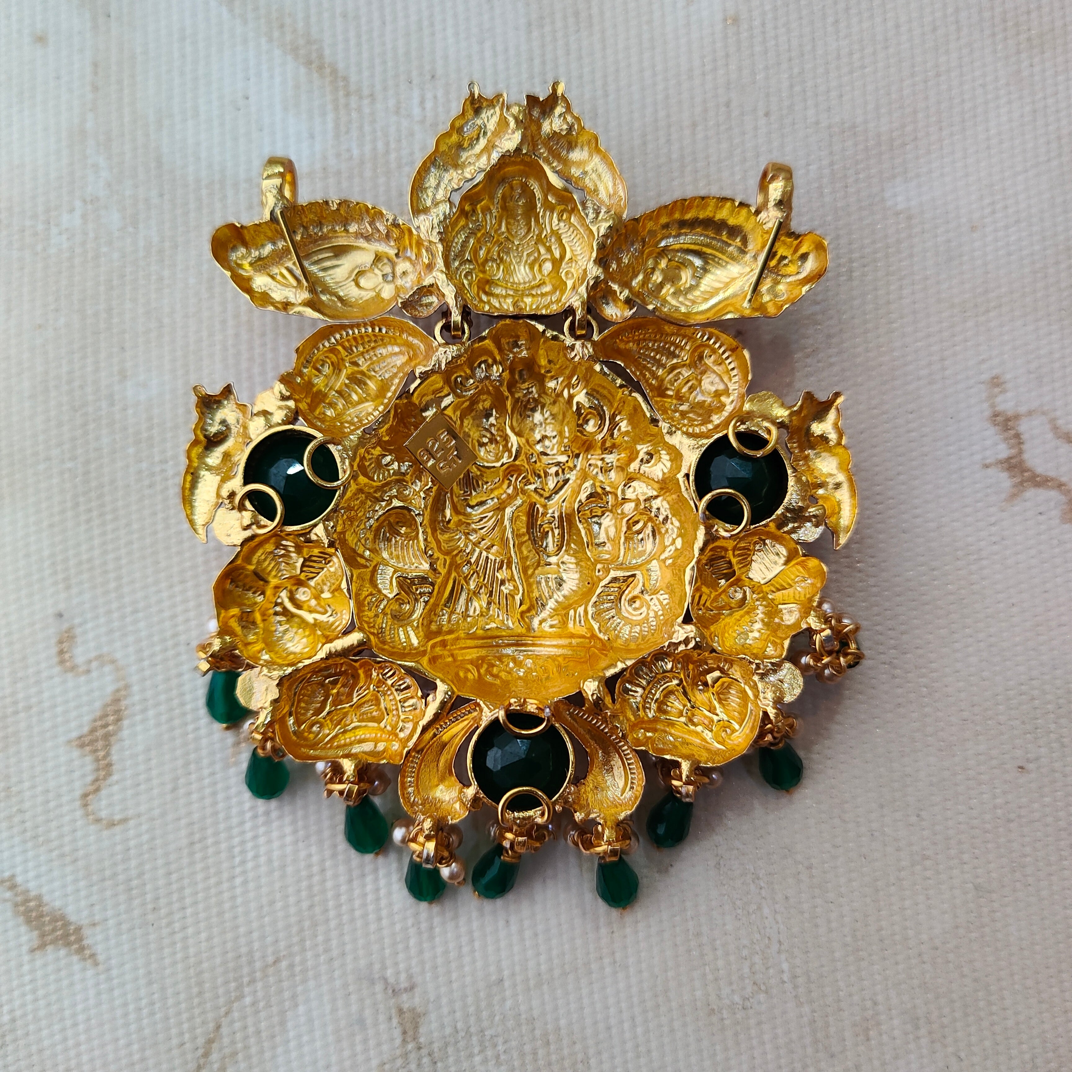 925 Silver Gold Plated  Radha Krishna Pendant-1361