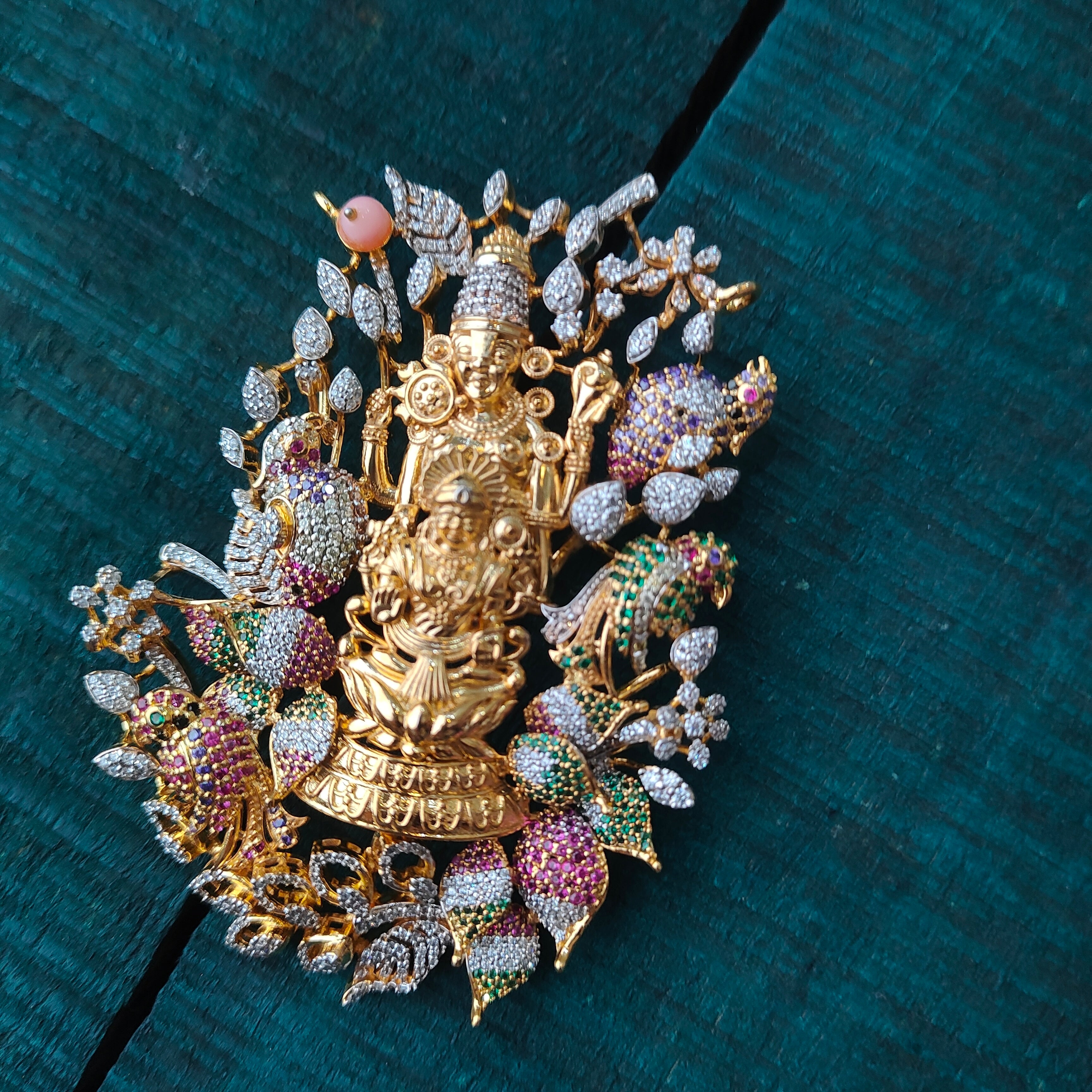 925 Silver Gold plated Lakshmi Venkateswara  Pendant -5424