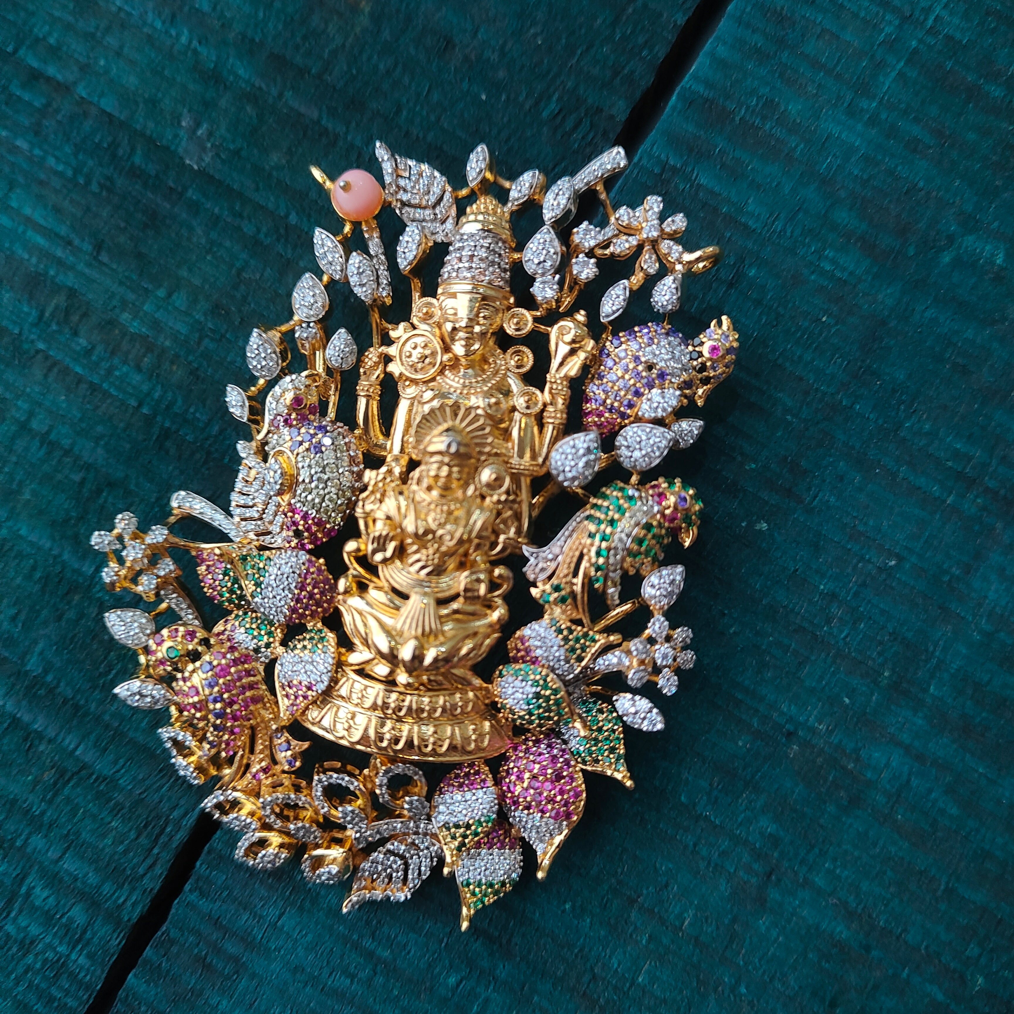 925 Silver Gold plated Lakshmi Venkateswara  Pendant -5424