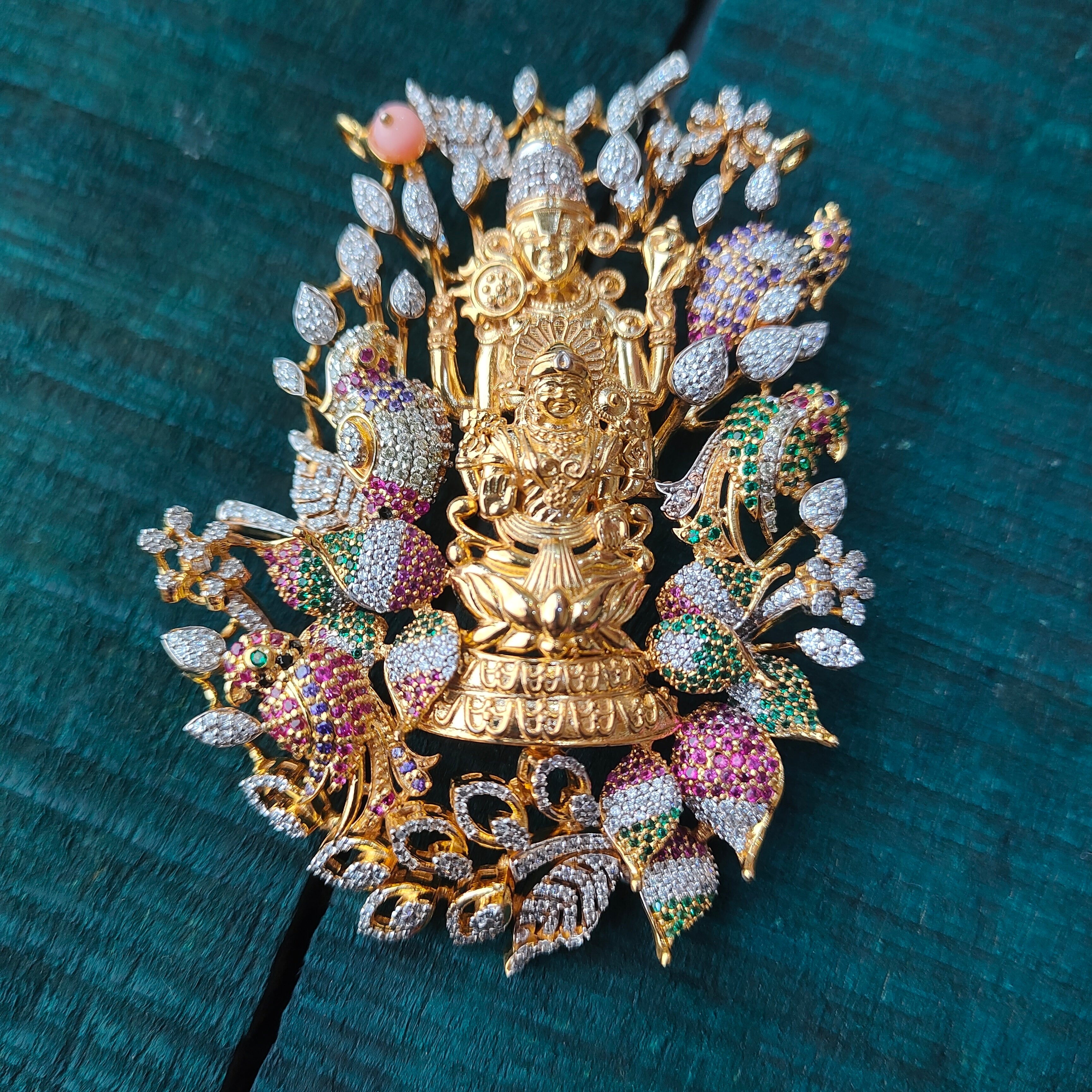 925 Silver Gold plated Lakshmi Venkateswara  Pendant -5424