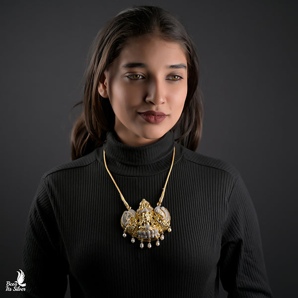 925 Silver Gold plated Nakshi Pendant-5421