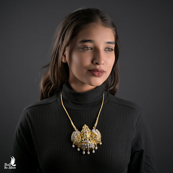 925 Silver Gold plated Nakshi Pendant-5421