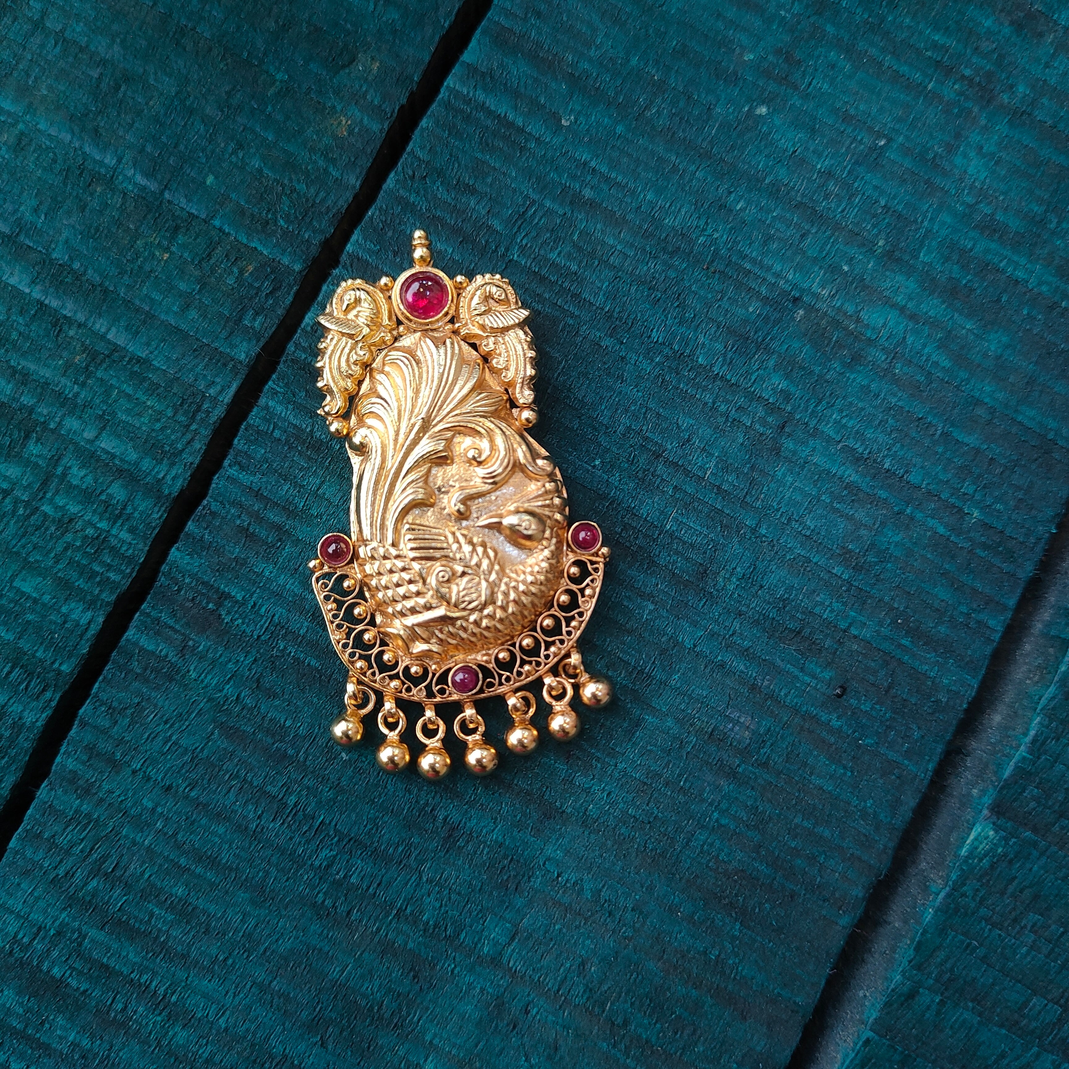 925 Silver Gold plated Peacock Pendant -5758