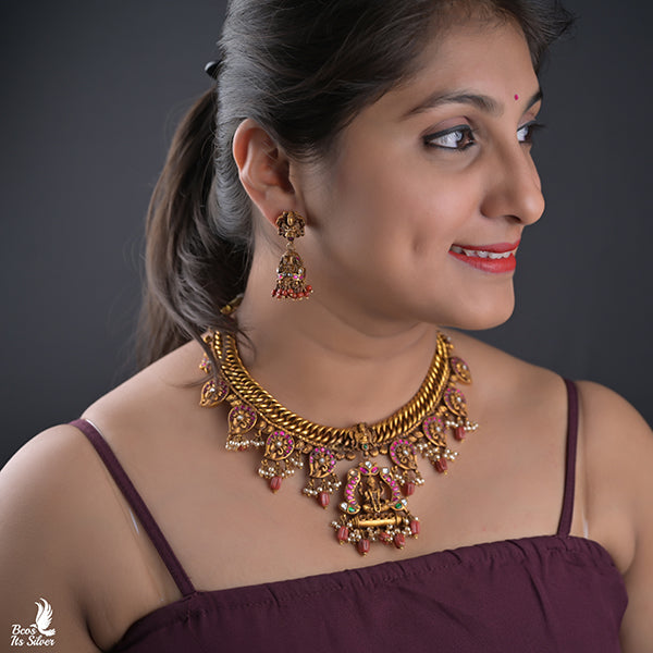 925 Silver Lakshmi Jalebi Necklace -0239