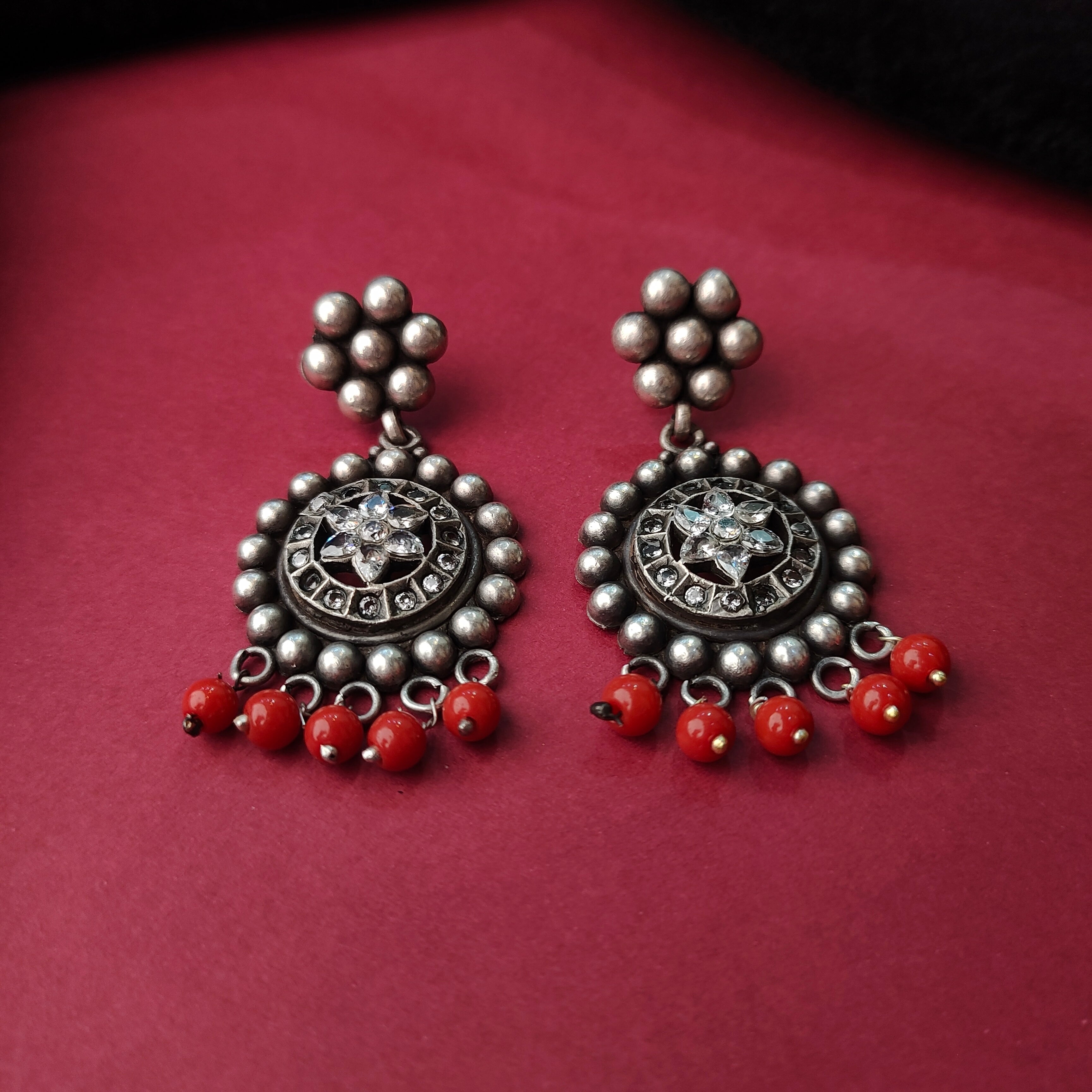 925 Silver Oxidized Chandbali -1254