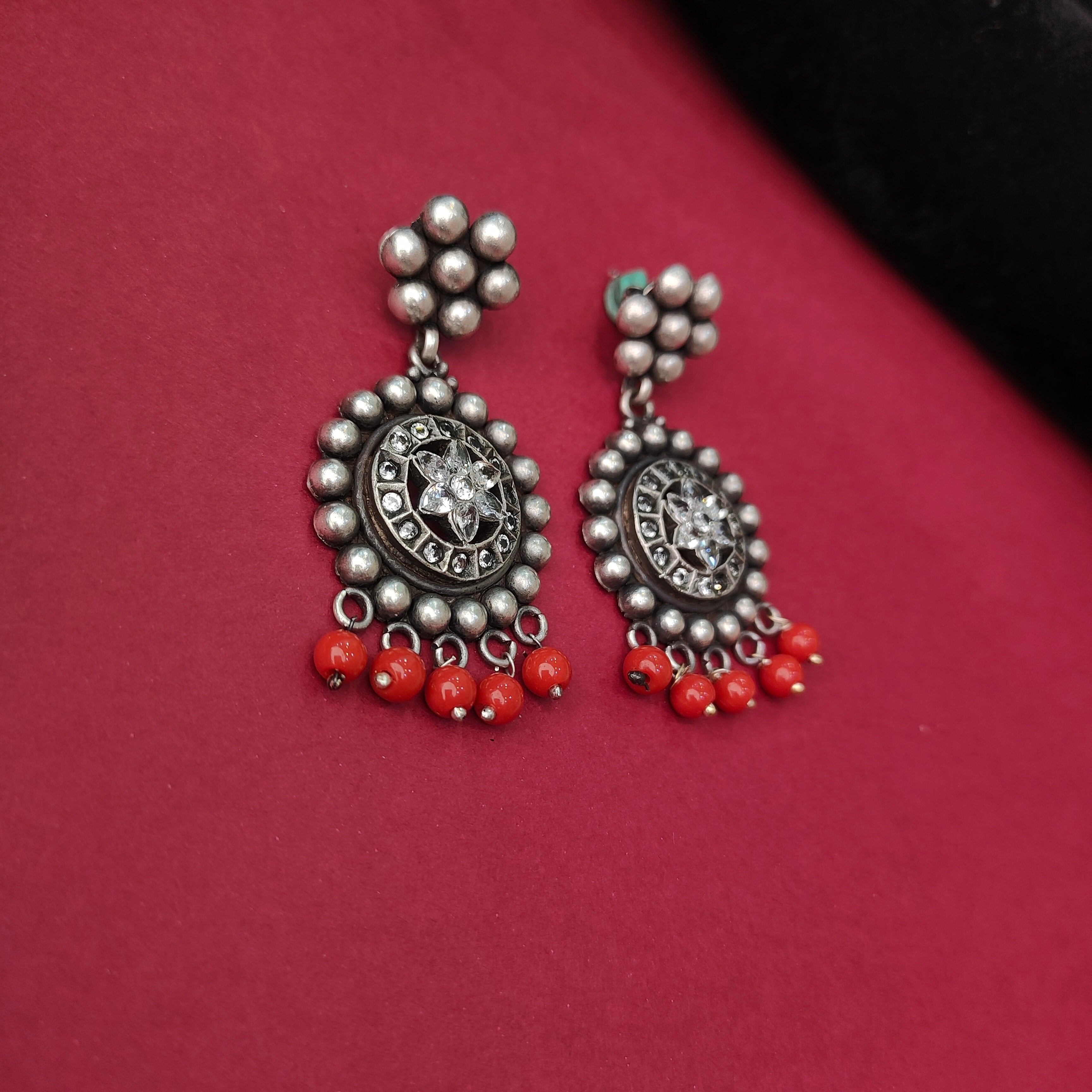 925 Silver Oxidized Chandbali -1254