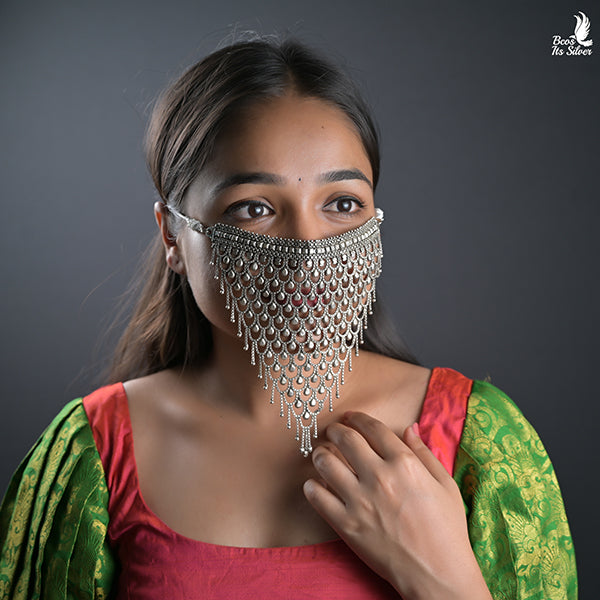 925 Silver Oxidized Choker come Mask-0411