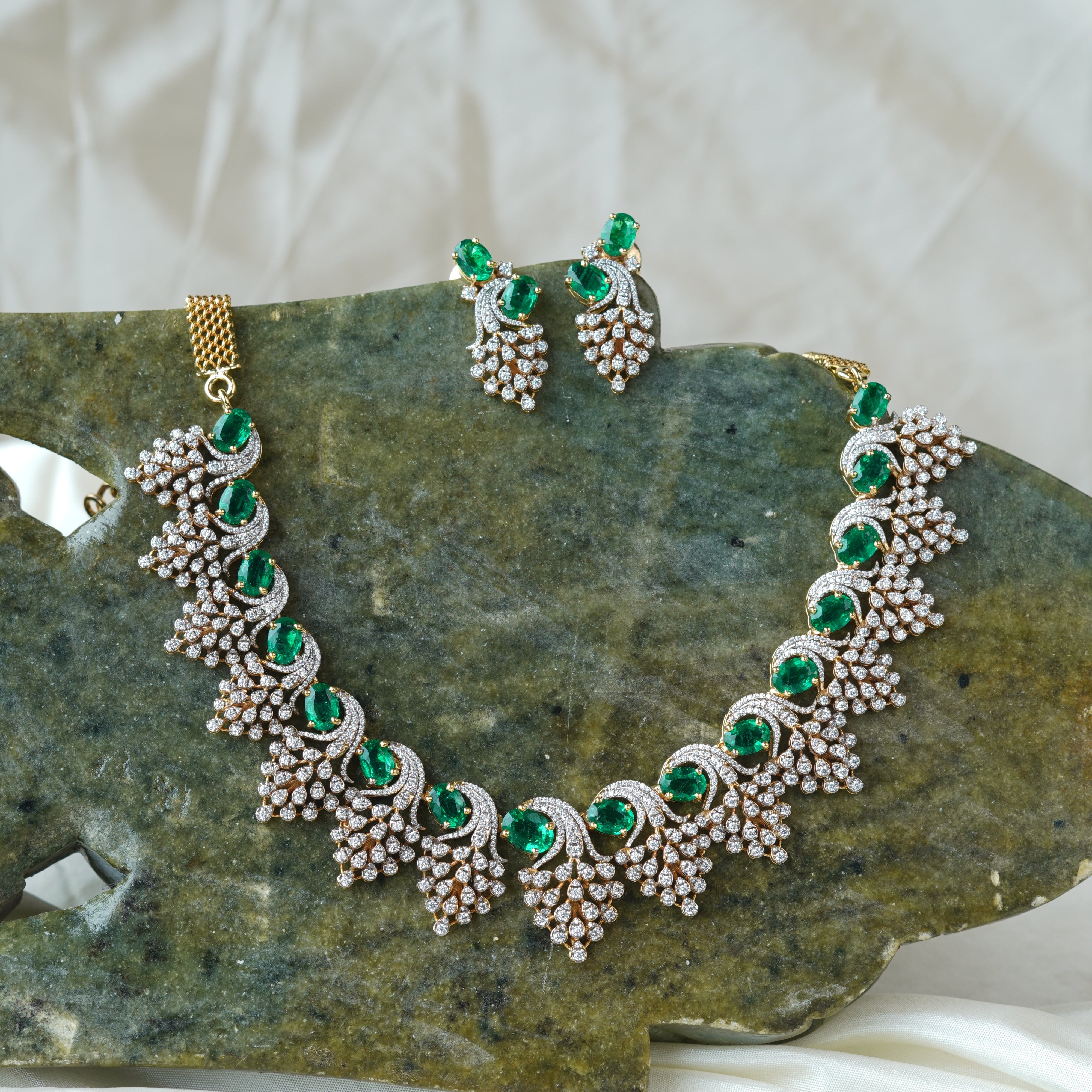 925 Silver Theia Diamond Look Necklace Set-1204 (Pre Order )