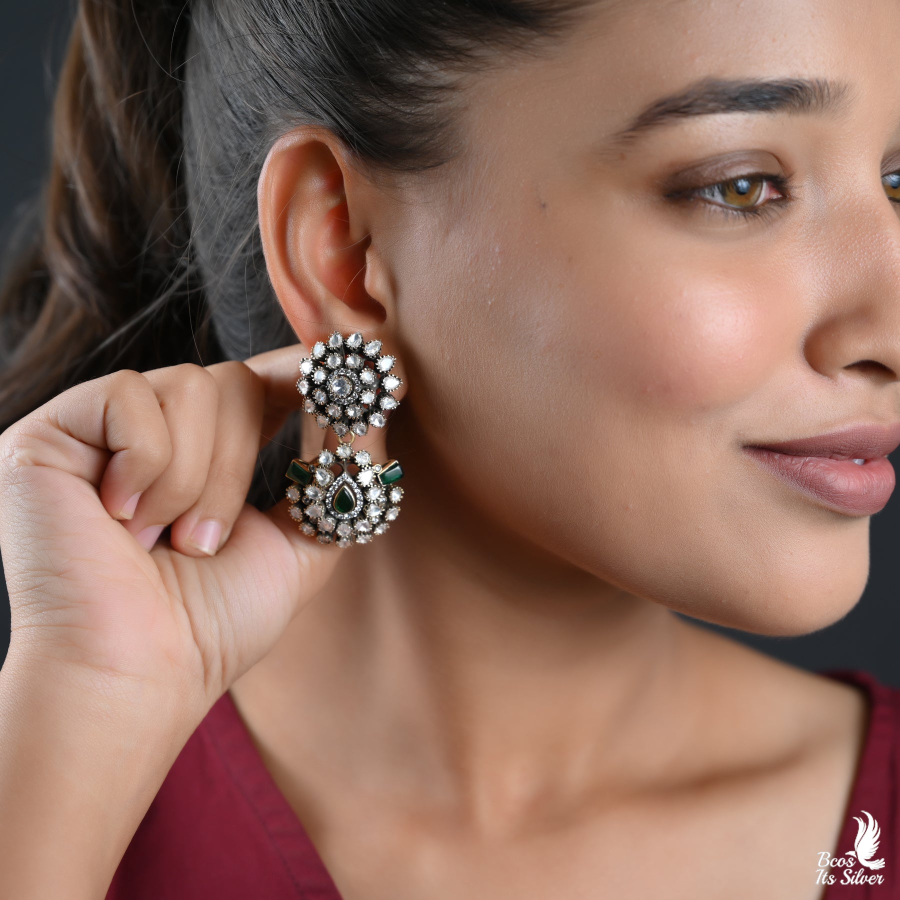 925 Silver Victorian Chandbali- 4557
