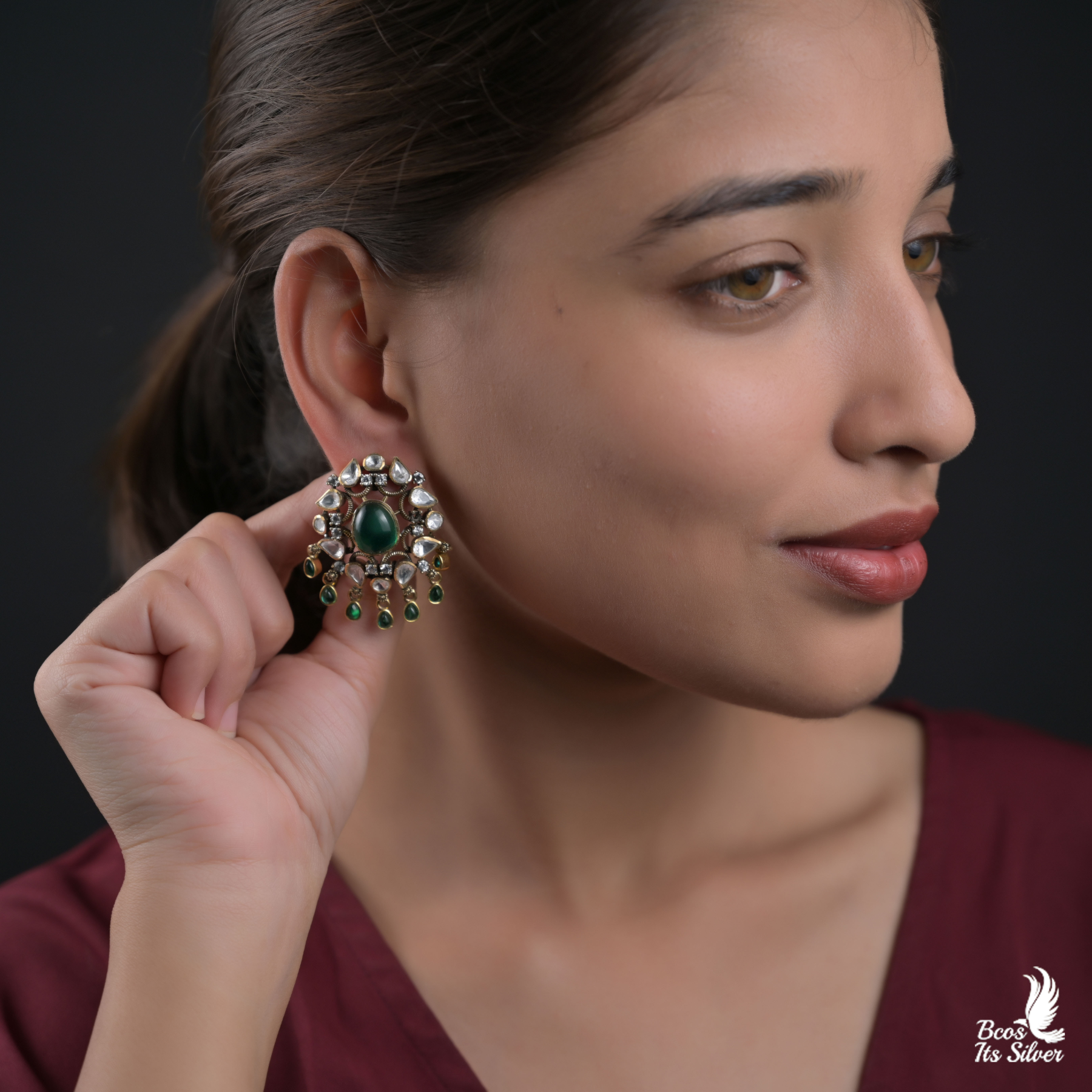 925 Silver Victorian Ear Stud  - 8284