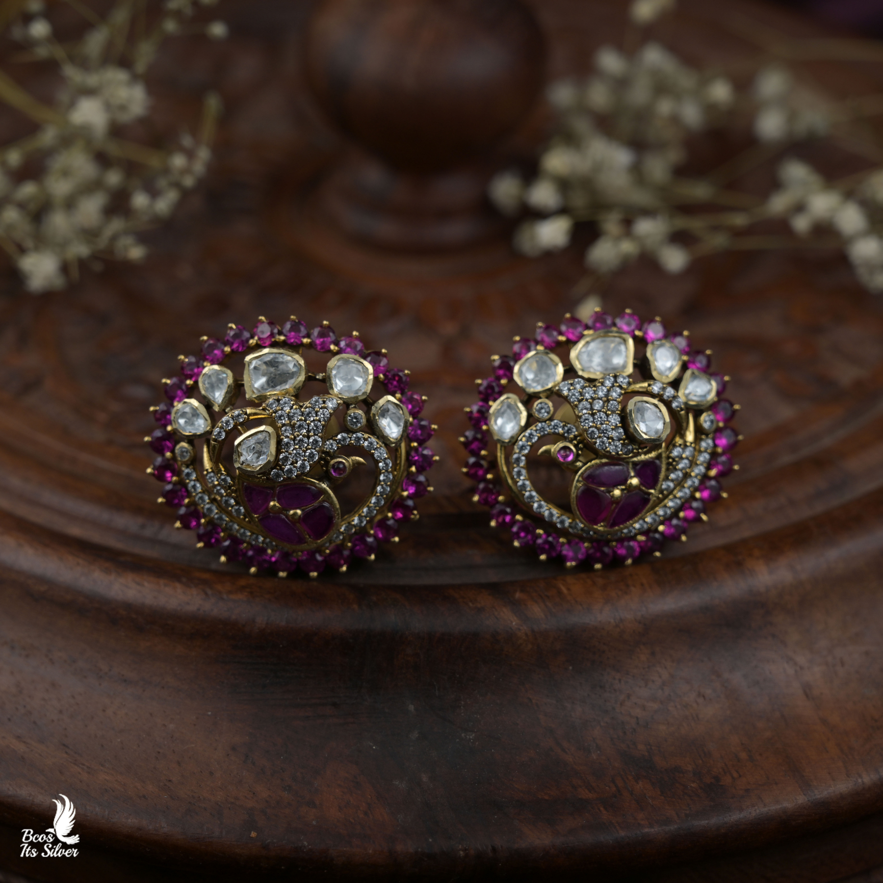 925 Silver Victorian Nakshi EarStud  - 8291