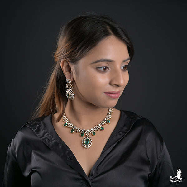 925 Silver Victorian Necklace with Earring-0915