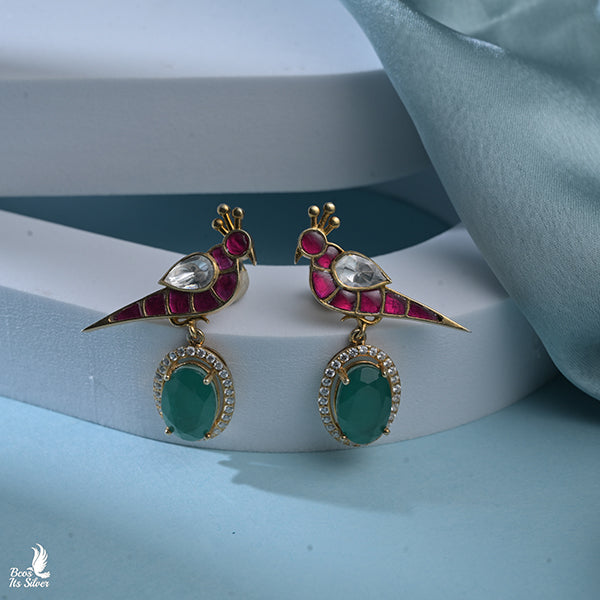 925 Silver Victorian Parrot Earring-0468