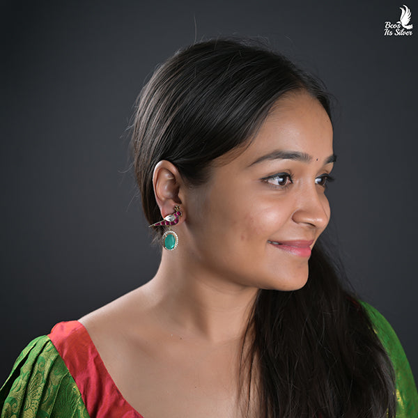 925 Silver Victorian Parrot Earring-0468