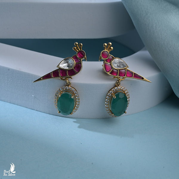 925 Silver Victorian Parrot Earring-0468