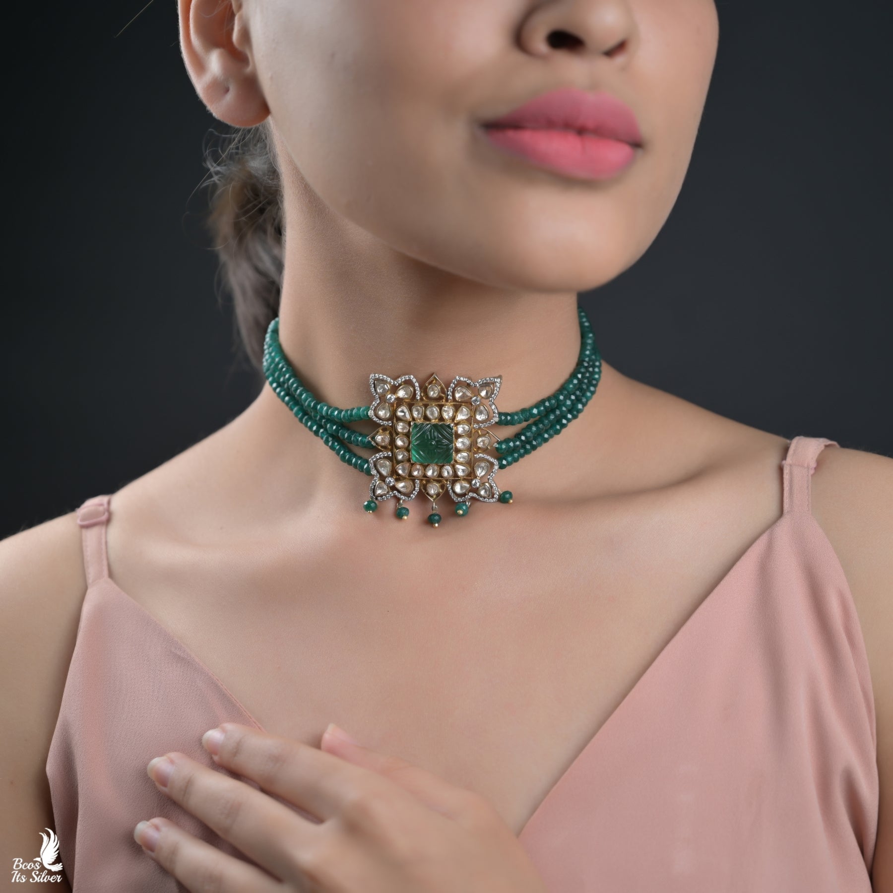 925 Silver Victorian Square Choker - 6190