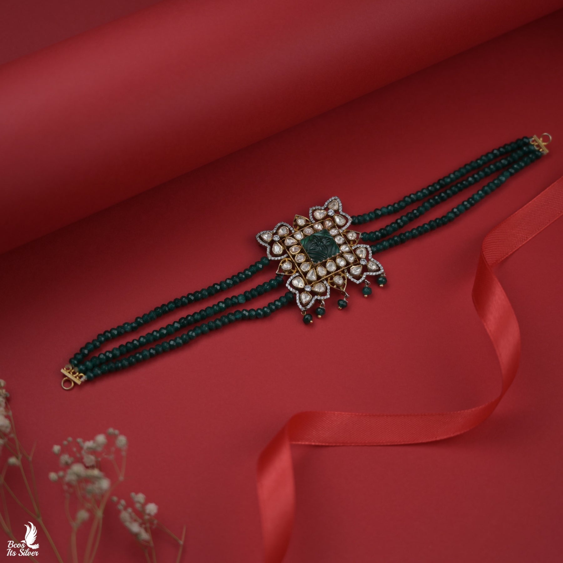 925 Silver Victorian Square Choker - 6190