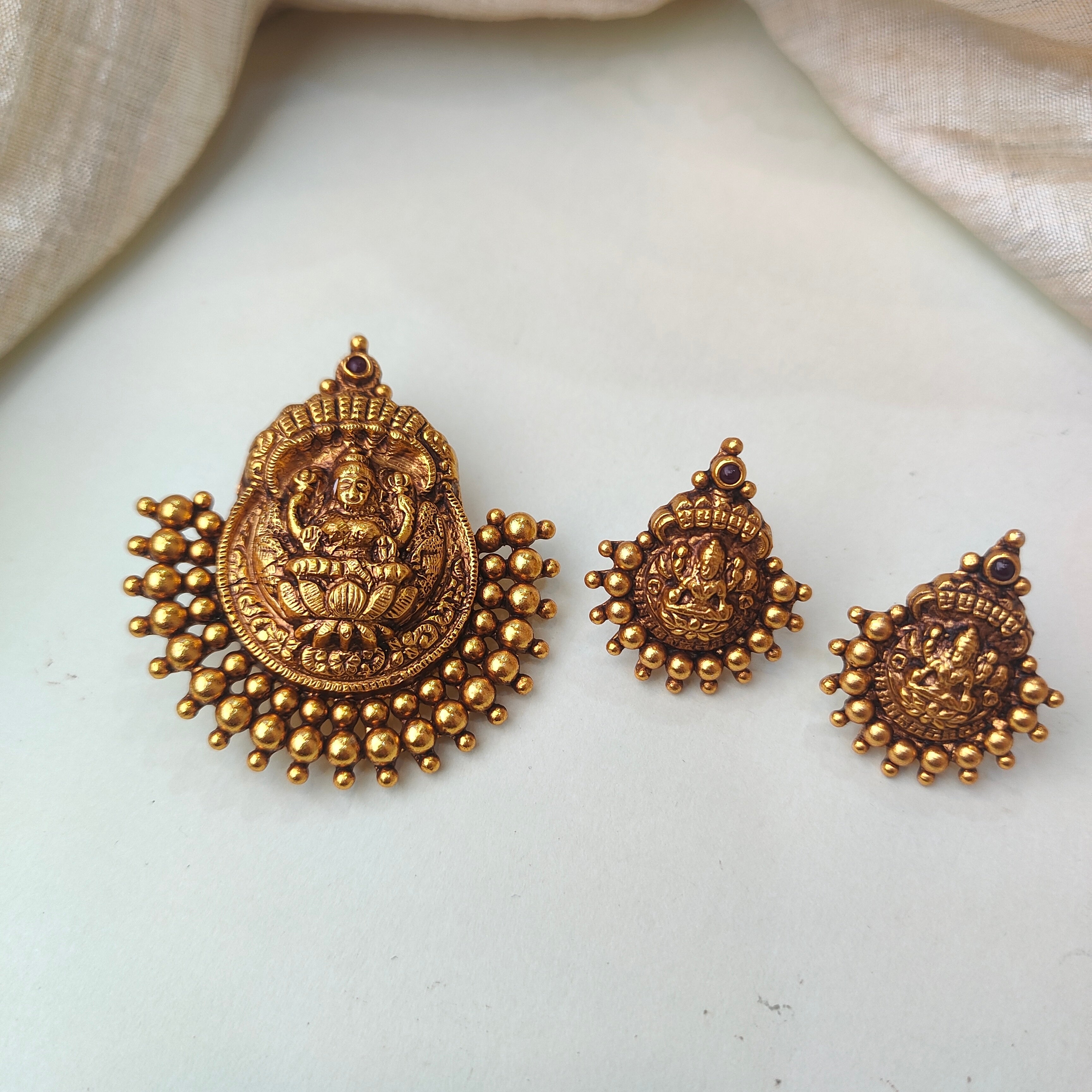 925 silver Gold Plated Lakshmi Pendant  - 0190