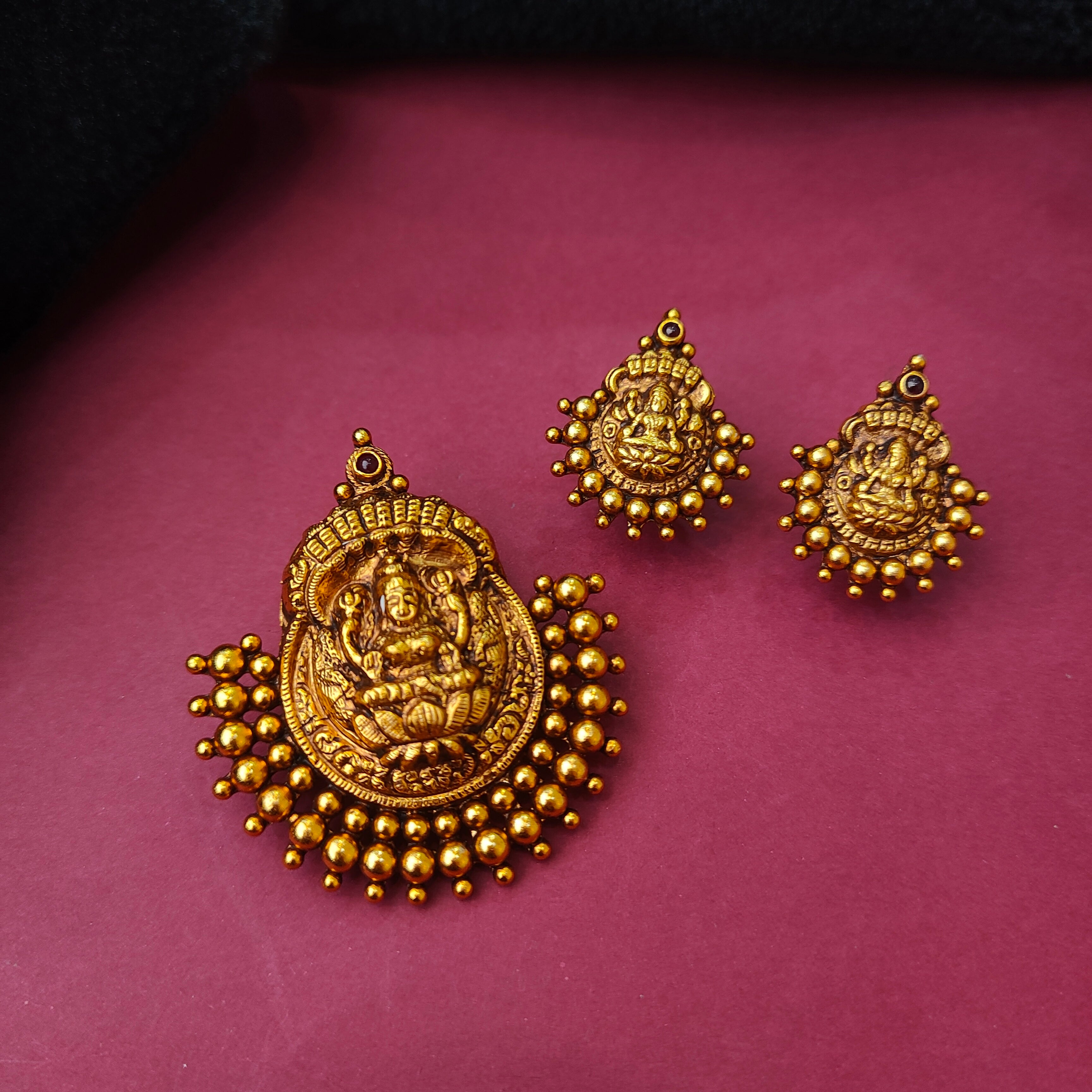 925 silver Gold Plated Lakshmi Pendant  - 0190