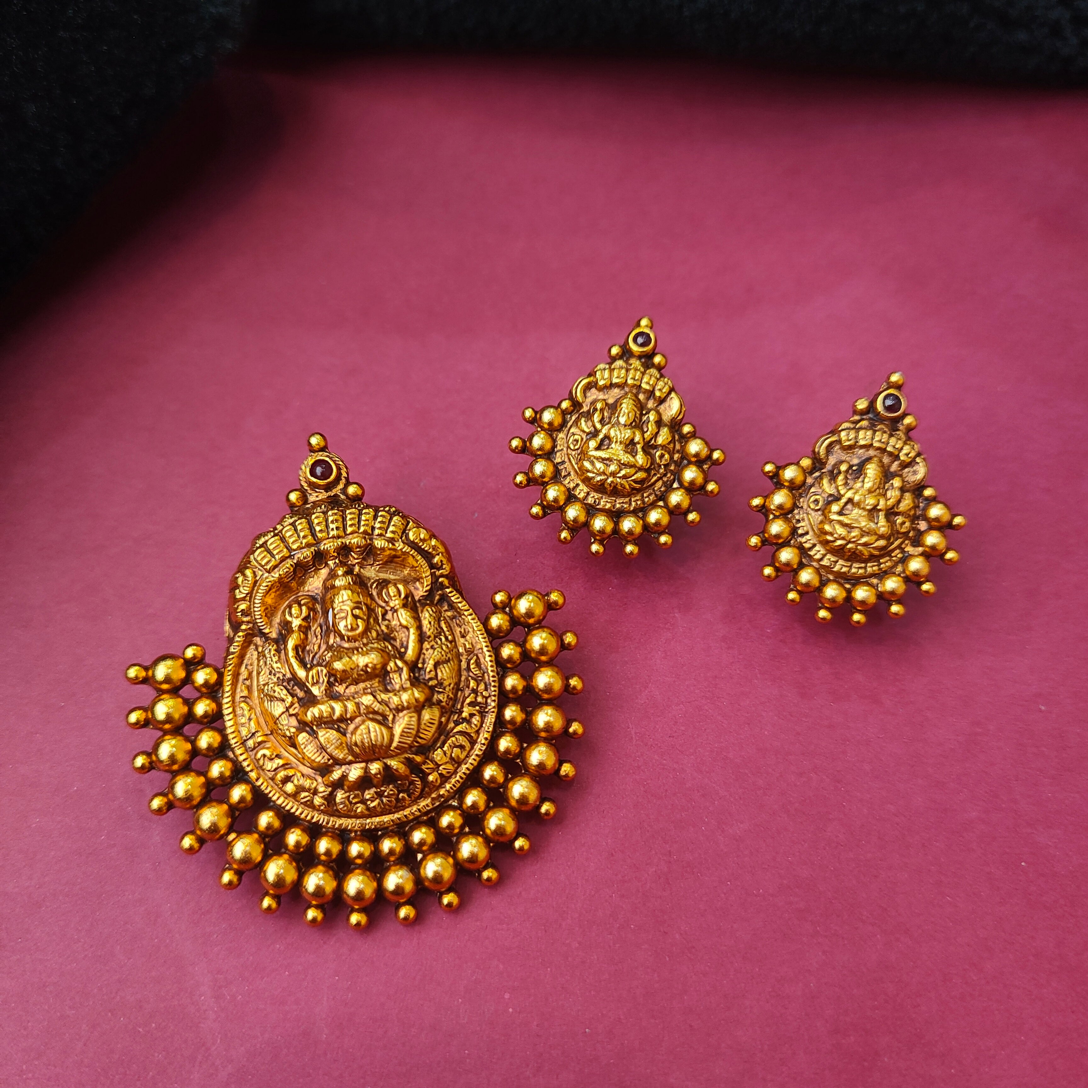 925 silver Gold Plated Lakshmi Pendant  - 0190