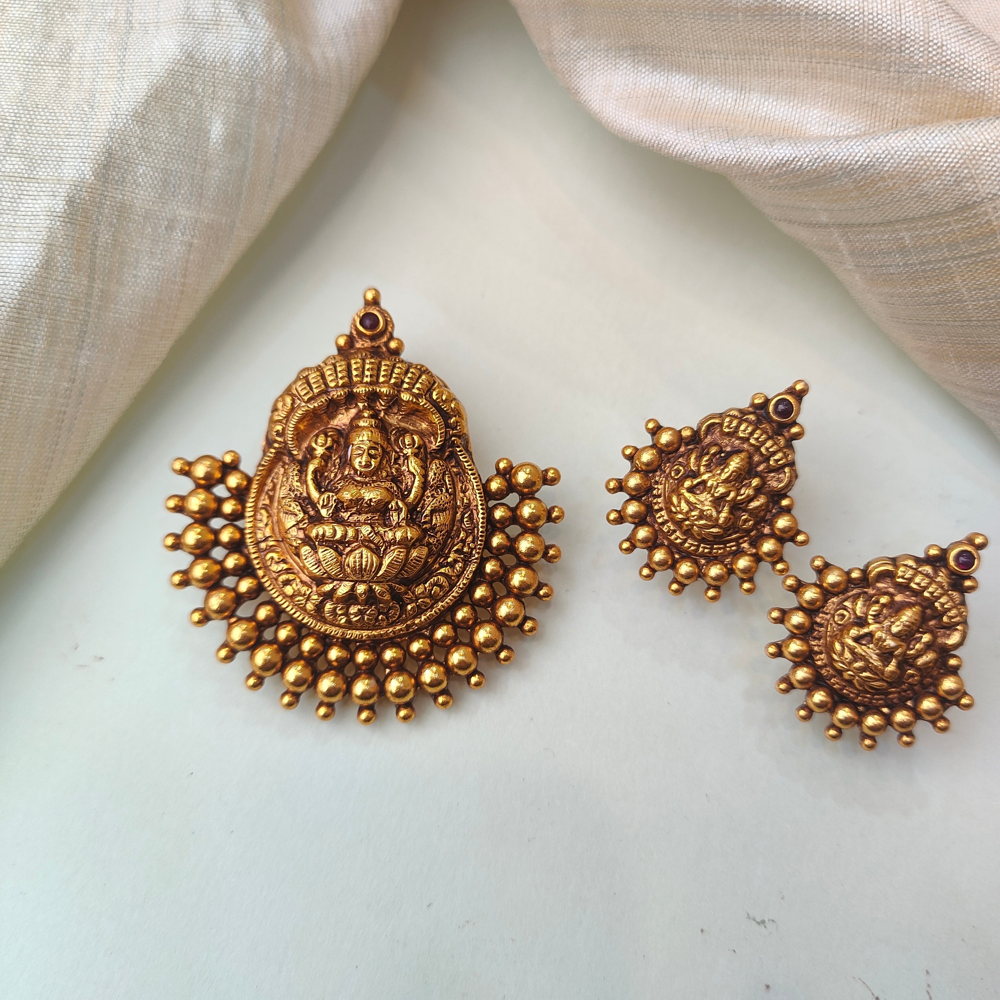 925 silver Gold Plated Lakshmi Pendant  - 0190