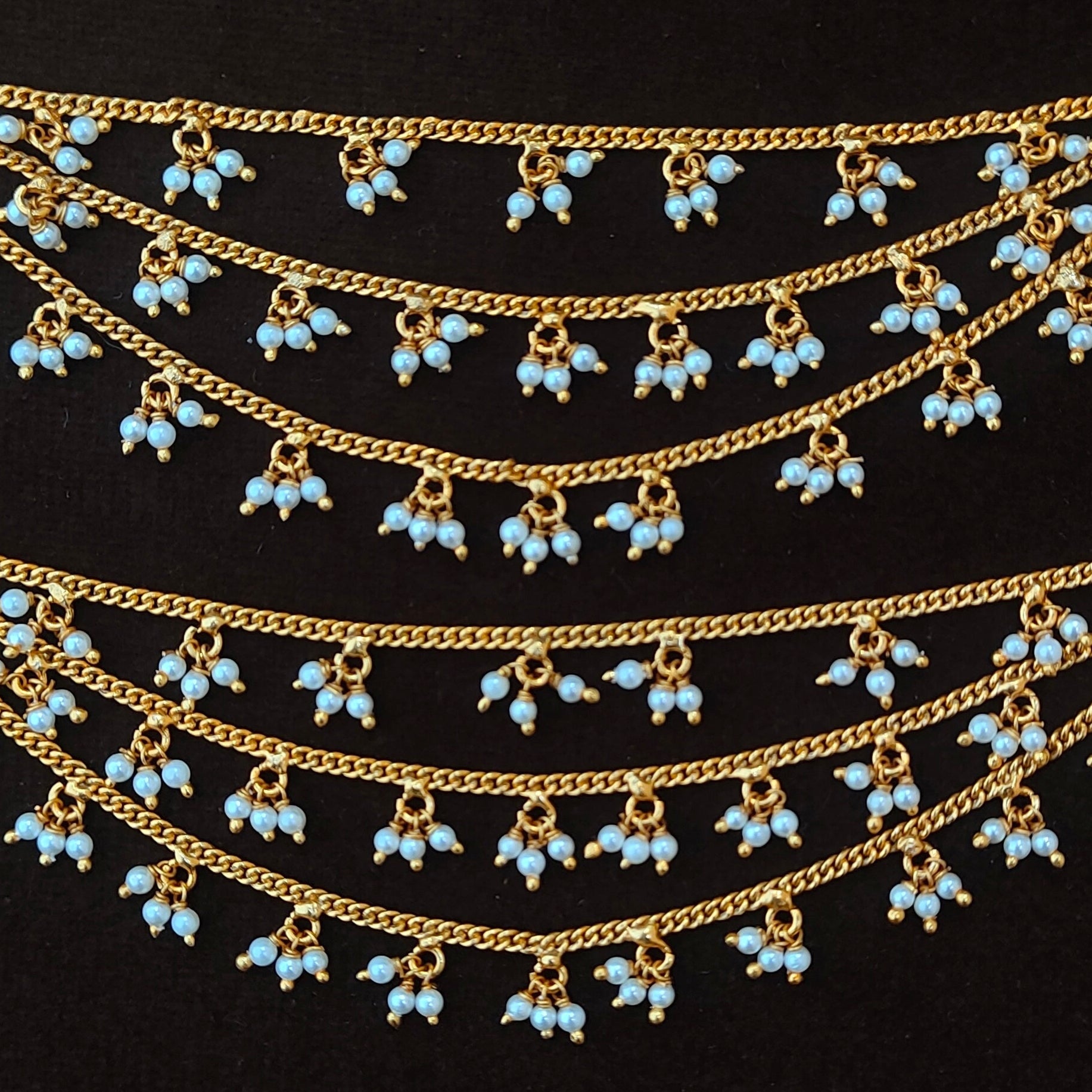 925 Silver Gold Plated Beads Earchain -1341