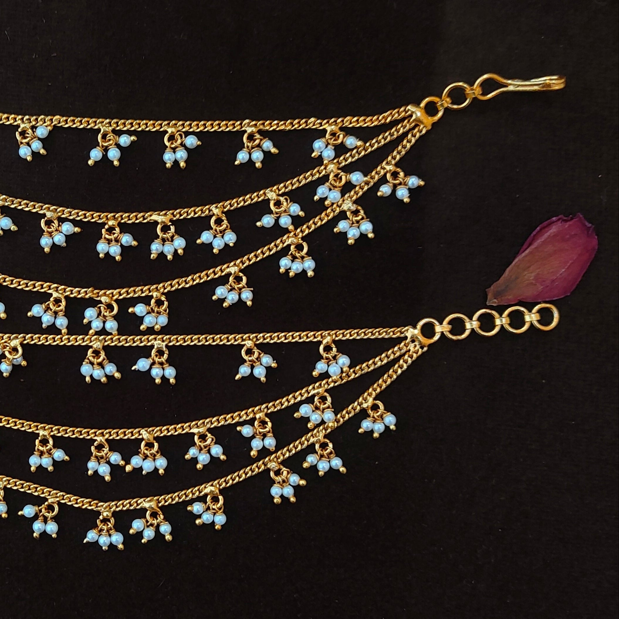 925 Silver Gold Plated Beads Earchain -1341