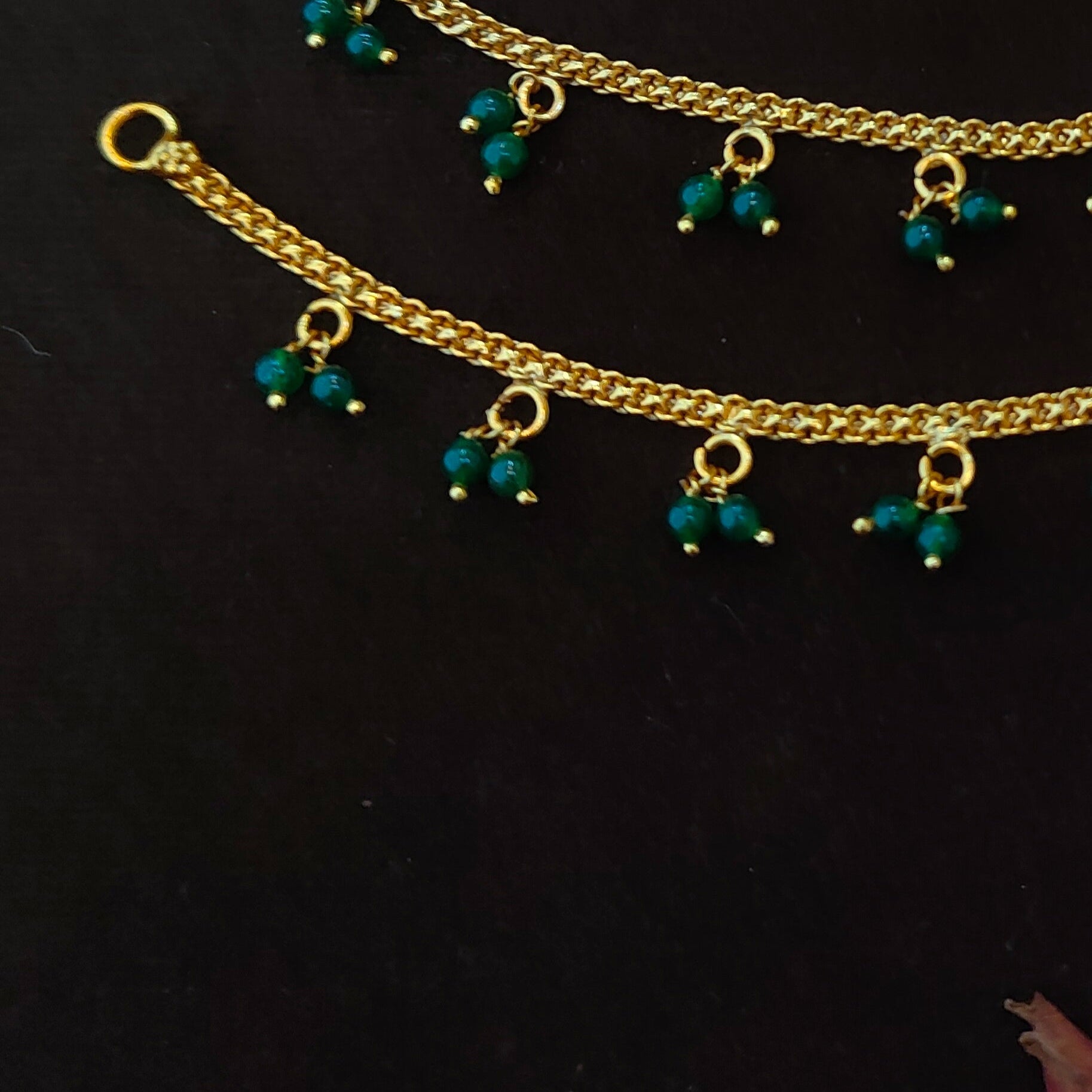 925 Silver Gold Plated Beads Earchain -1344